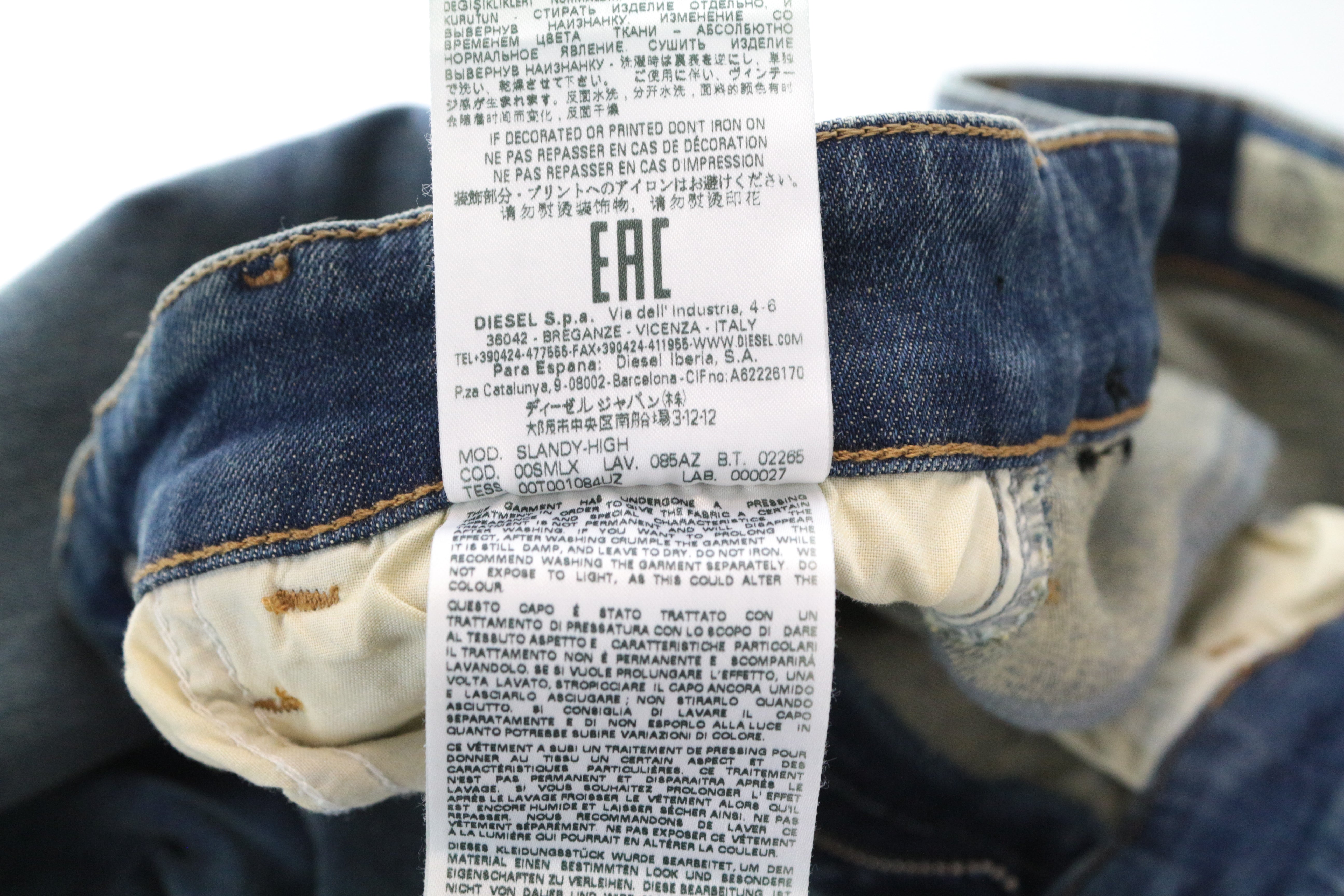 DIESEL Slandy-High 085AZ Women's W28/L32 Blue Super Skinny Stretch Washed