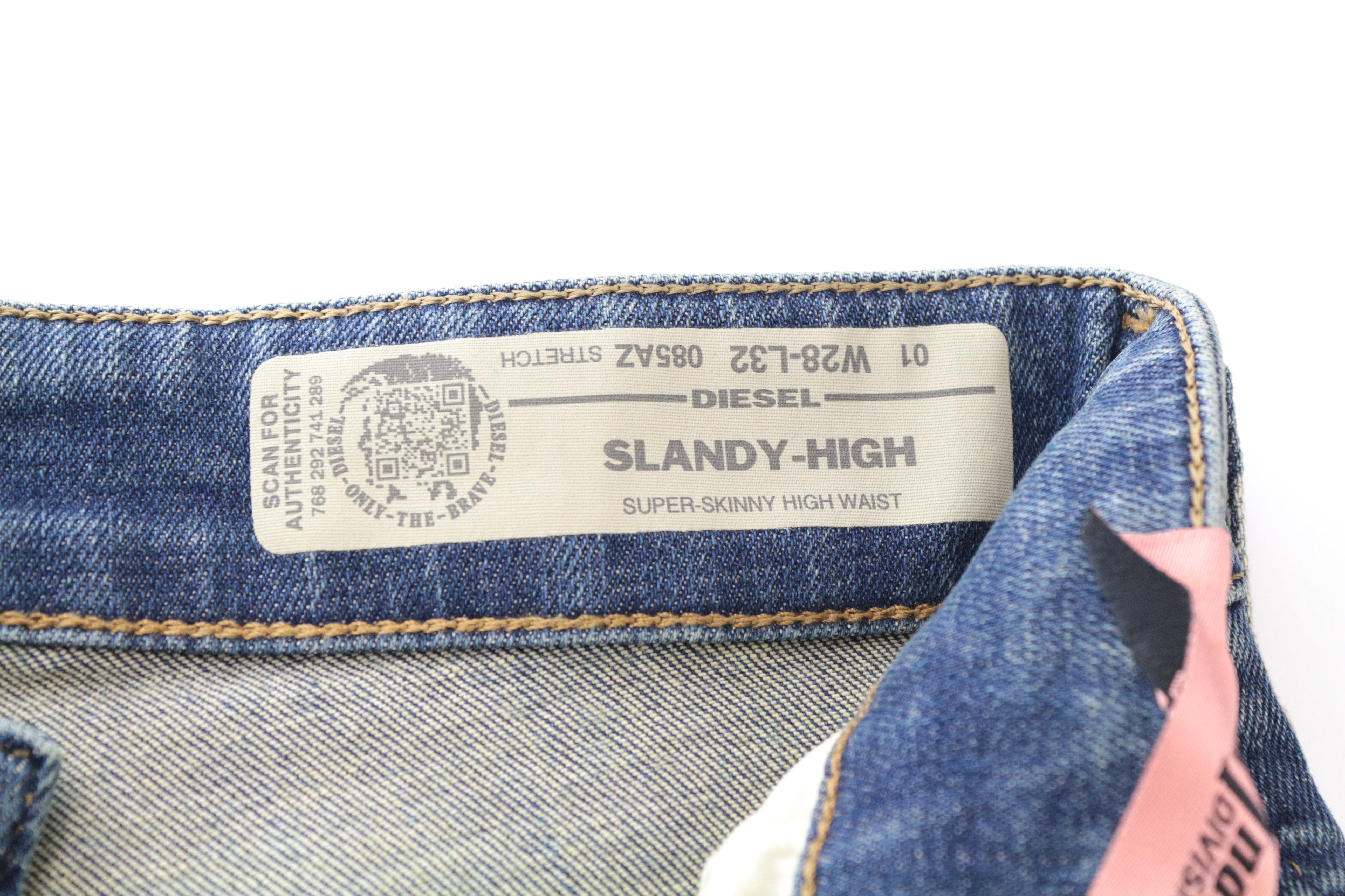 DIESEL Slandy-High 085AZ Women's W28/L32 Blue Super Skinny Stretch Washed