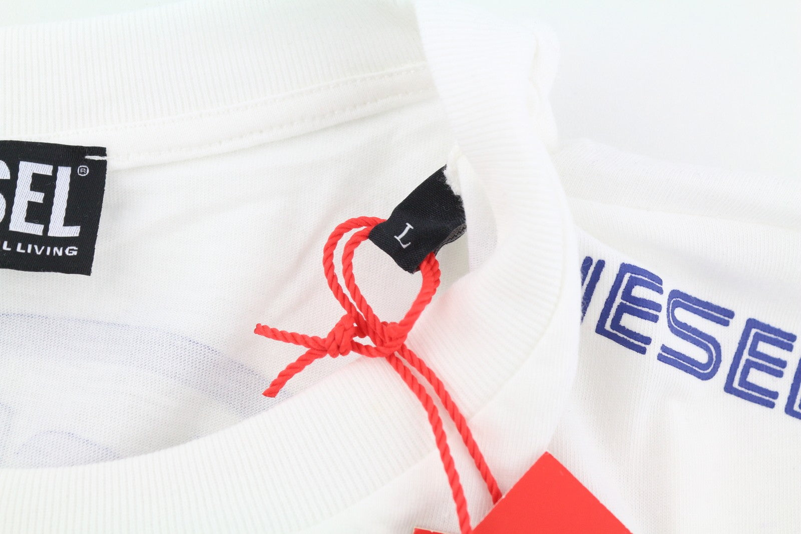 DIESEL T-Just-LS-E6 Mens T-Shirt L White Long Sleeve Crew Collar  Tricot