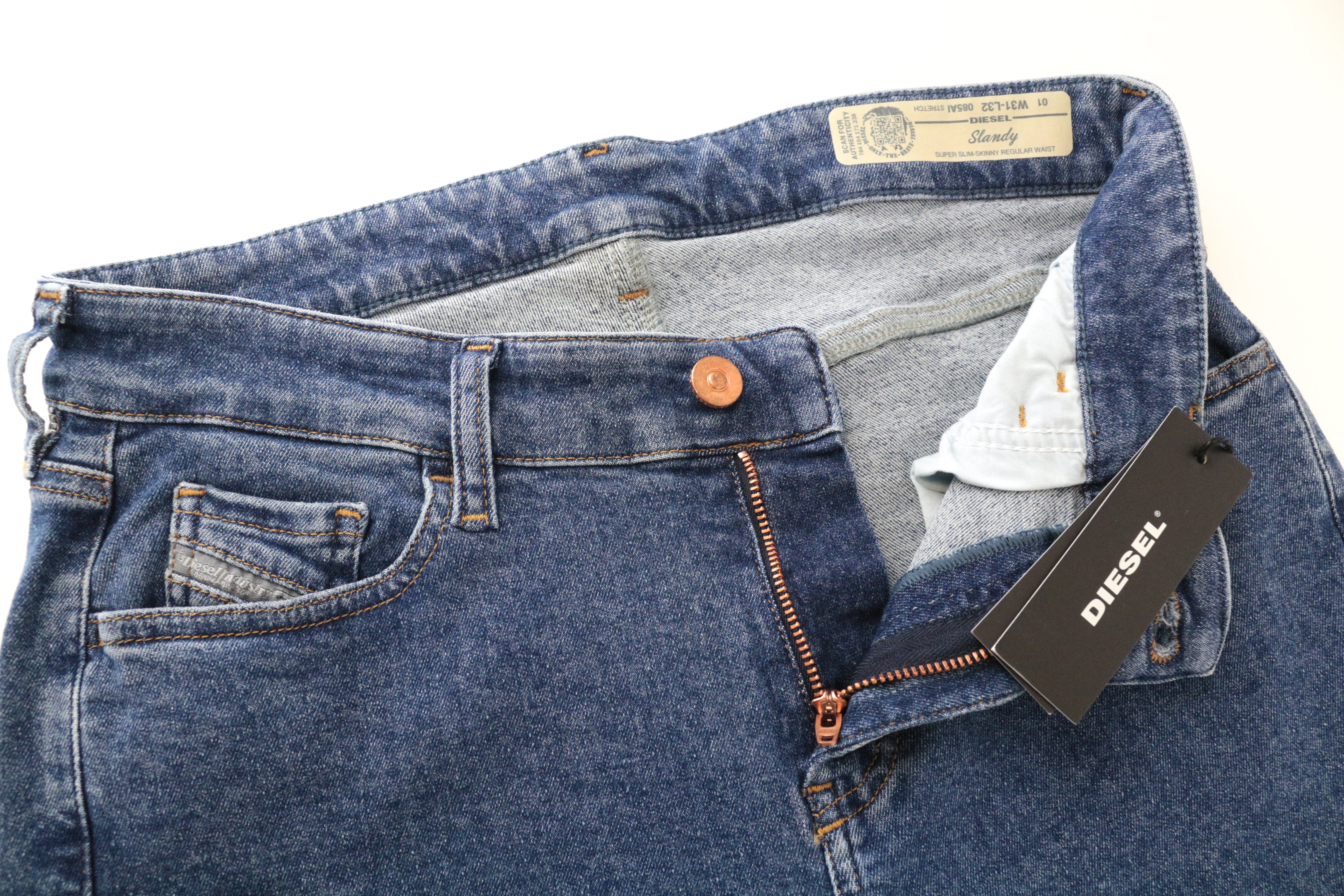 DIESEL Slandy 085AI Women's W31/L32 Blue Super Slim Fit Stretch Denim Jeans