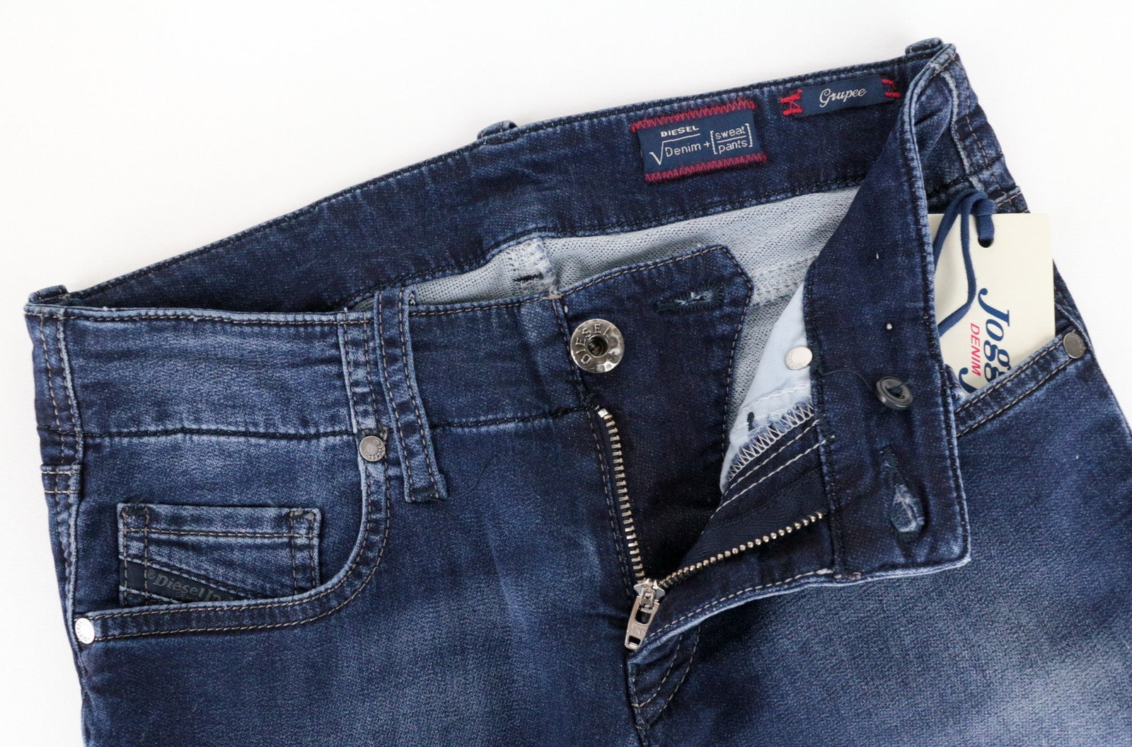 DIESEL Grupee-Ne 0674Y Womens Jeans W23 Sweat Jogg Slim Cotton Stretch Blue