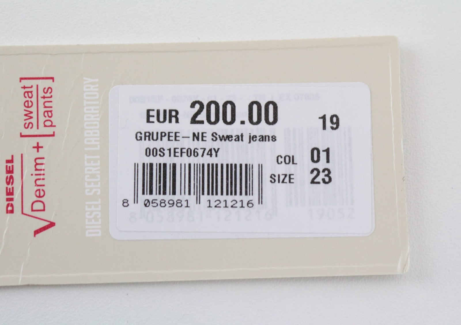 DIESEL Grupee-Ne 0674Y Womens Jeans W23 Sweat Jogg Slim Cotton Stretch Blue