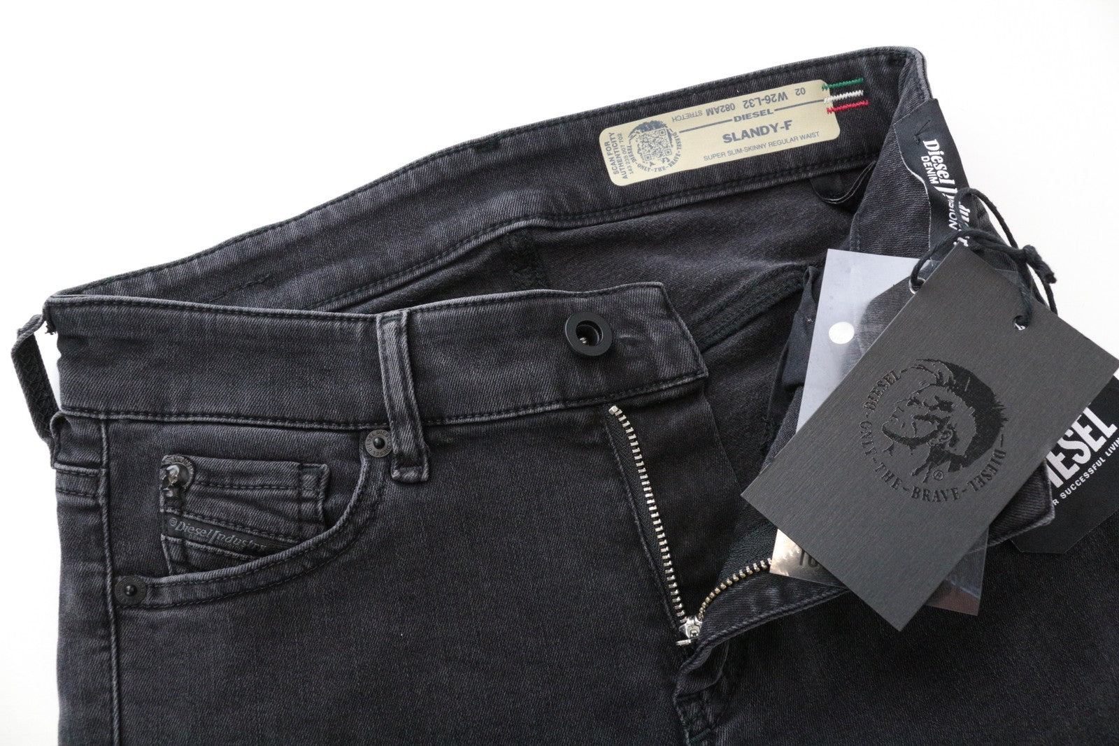 DIESEL Slandy-F 082AM Women's Jeans W26/L32 Super Slim Grey Skinny Cotton