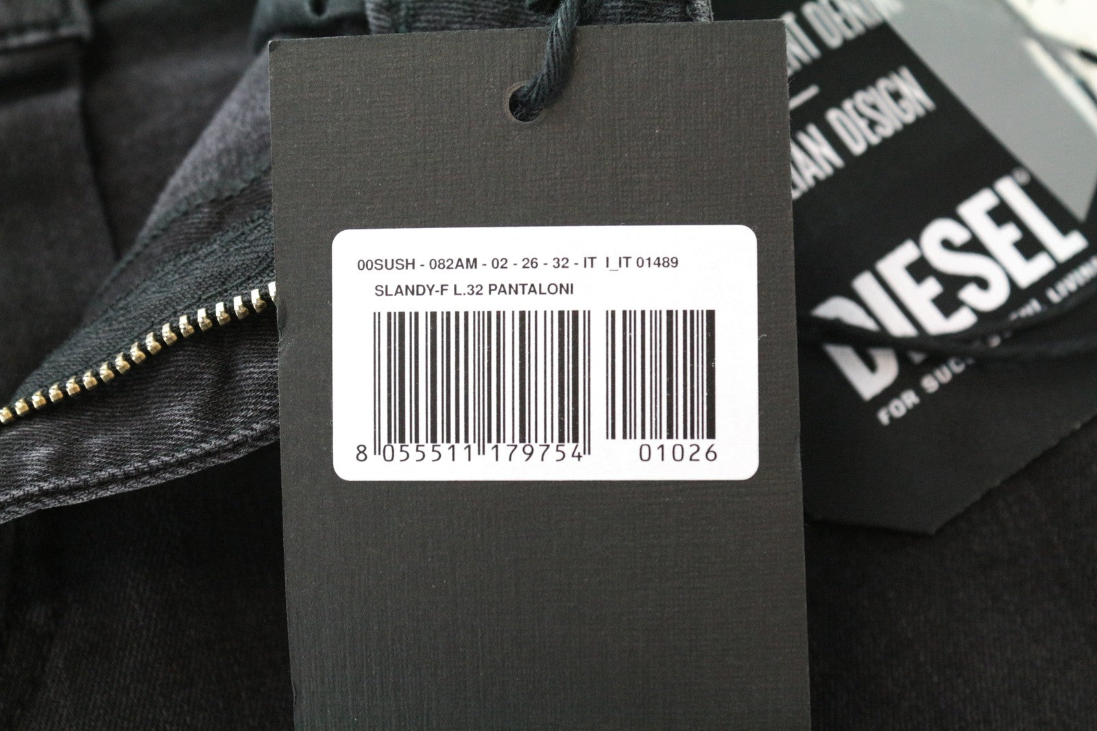 DIESEL Slandy-F 082AM Women's Jeans W26/L32 Super Slim Grey Skinny Cotton