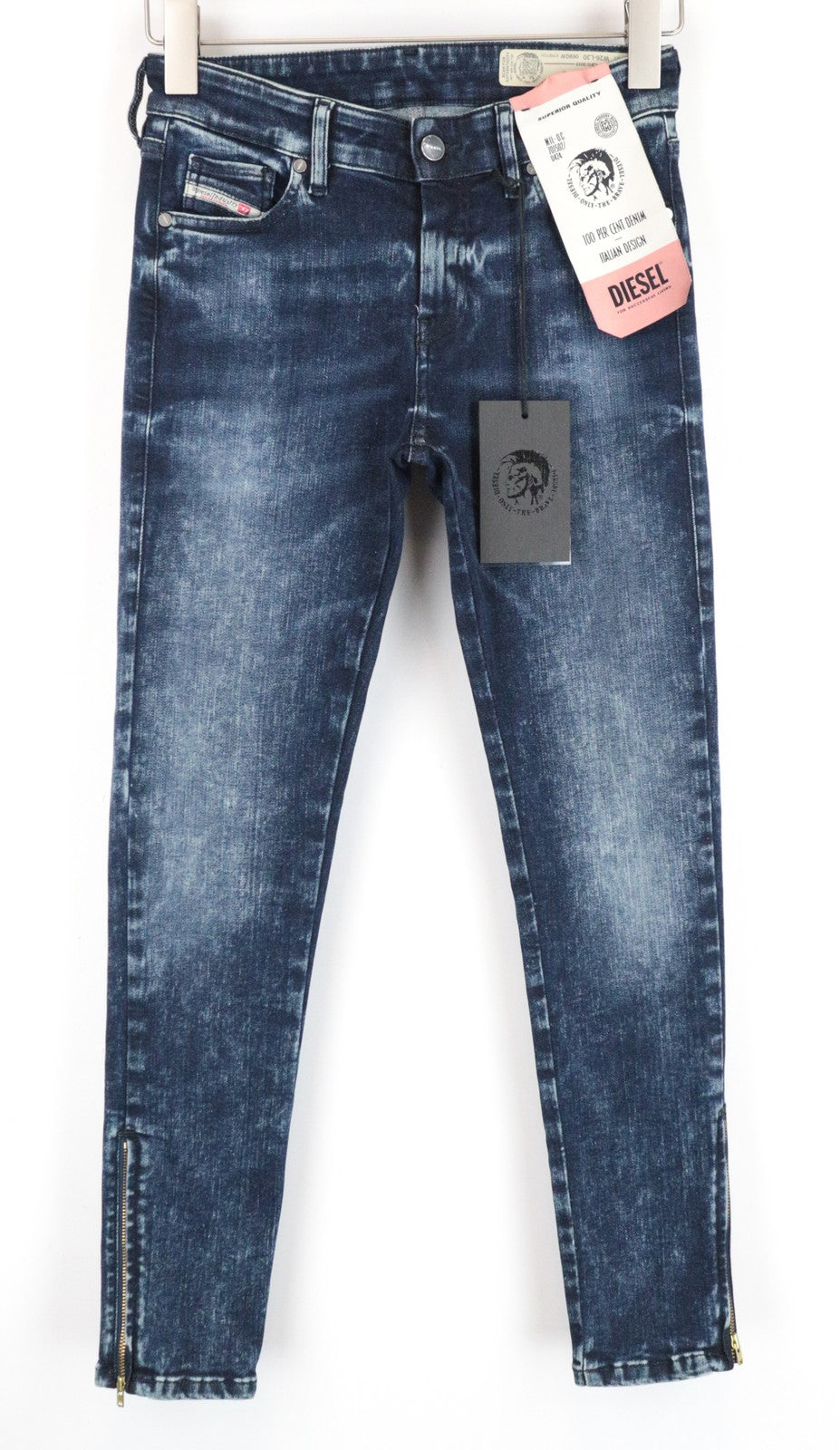 DIESEL Slandy-Zip 069GW Women's W26/L30 Super Skinny Stretch Blue Cotton Jeans