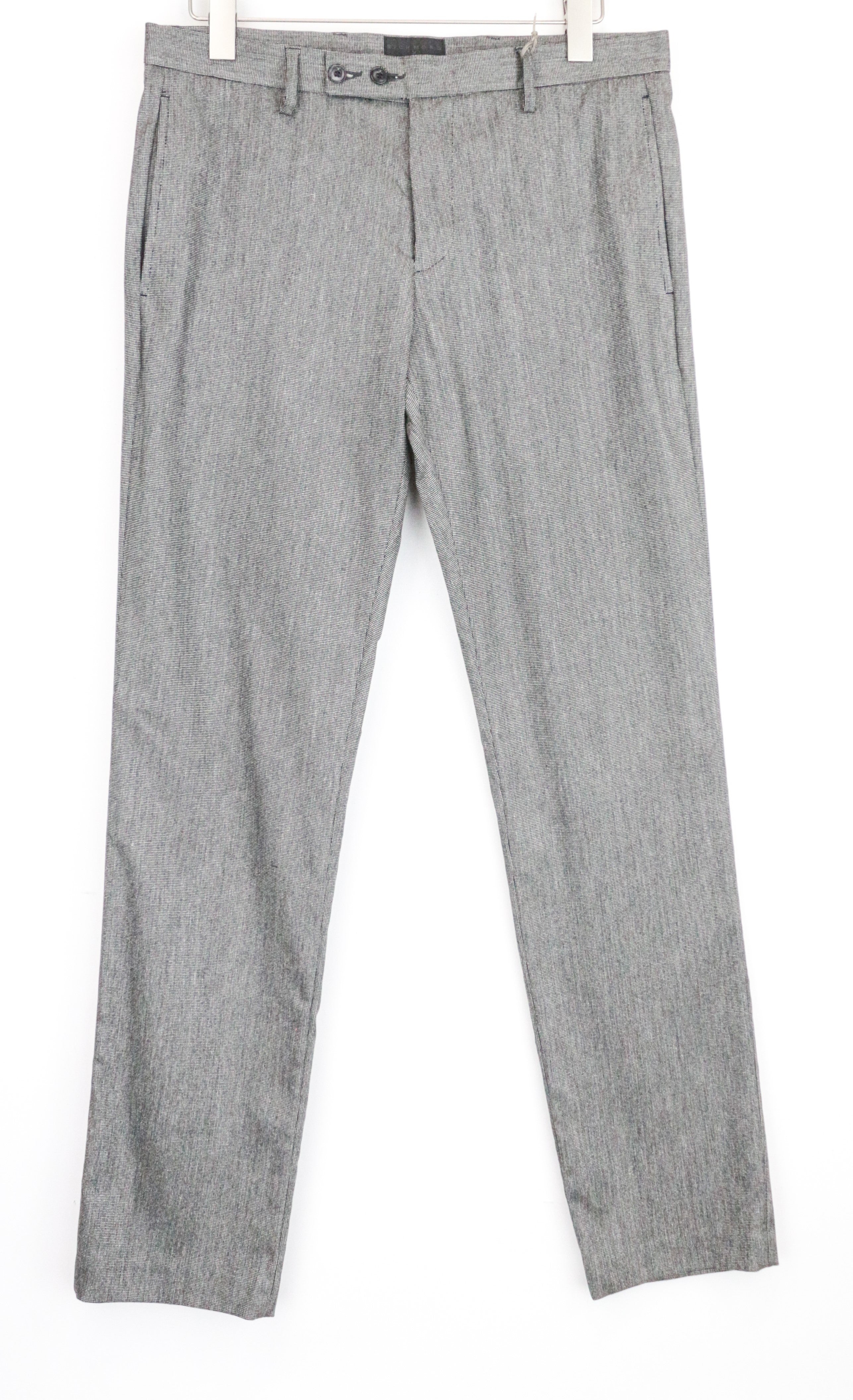 RICHMOND Men's Trousers 48 Grey Wool Flat Front Dress Pants with Side Pockets