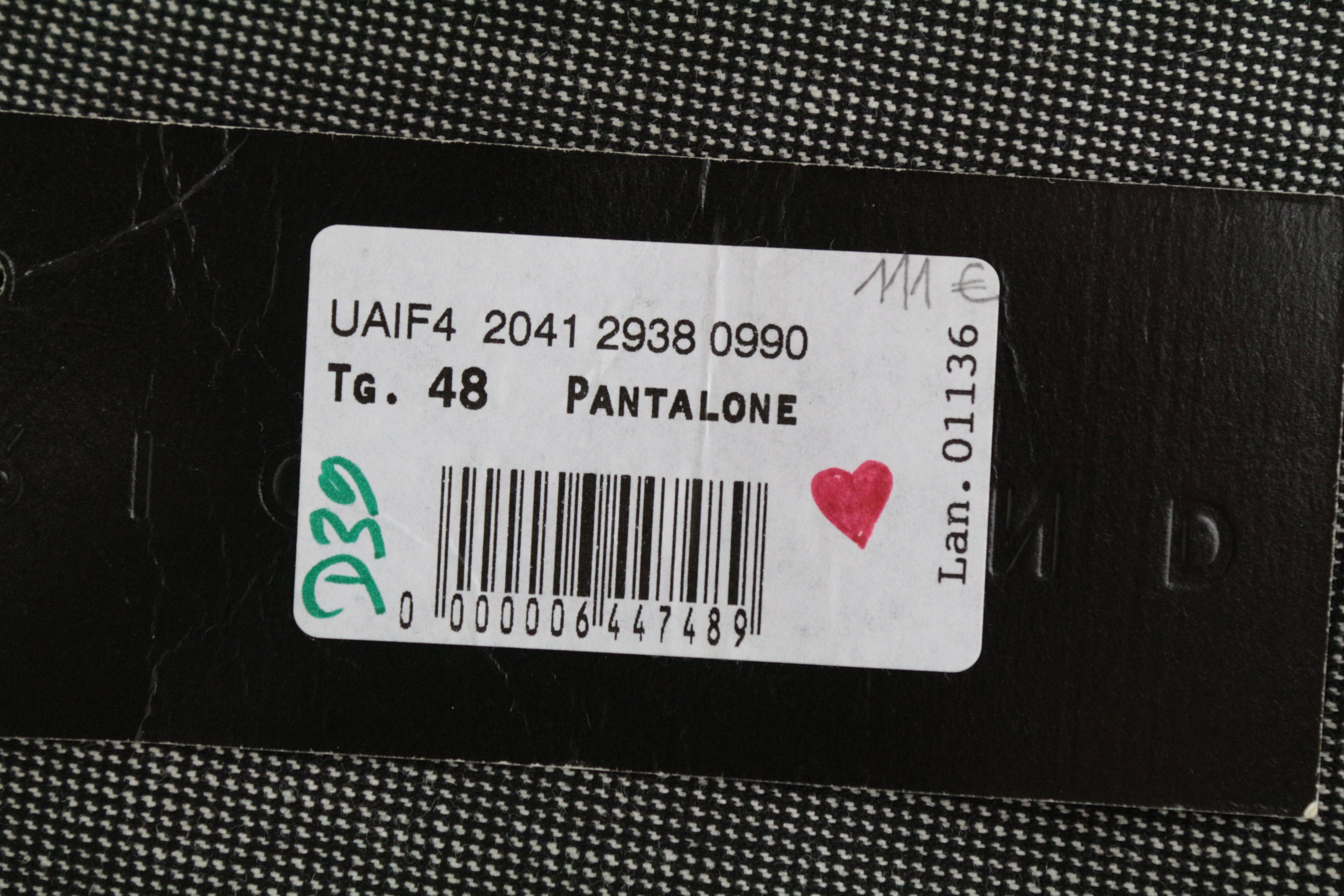 RICHMOND Men's Trousers 48 Grey Wool Flat Front Dress Pants with Side Pockets