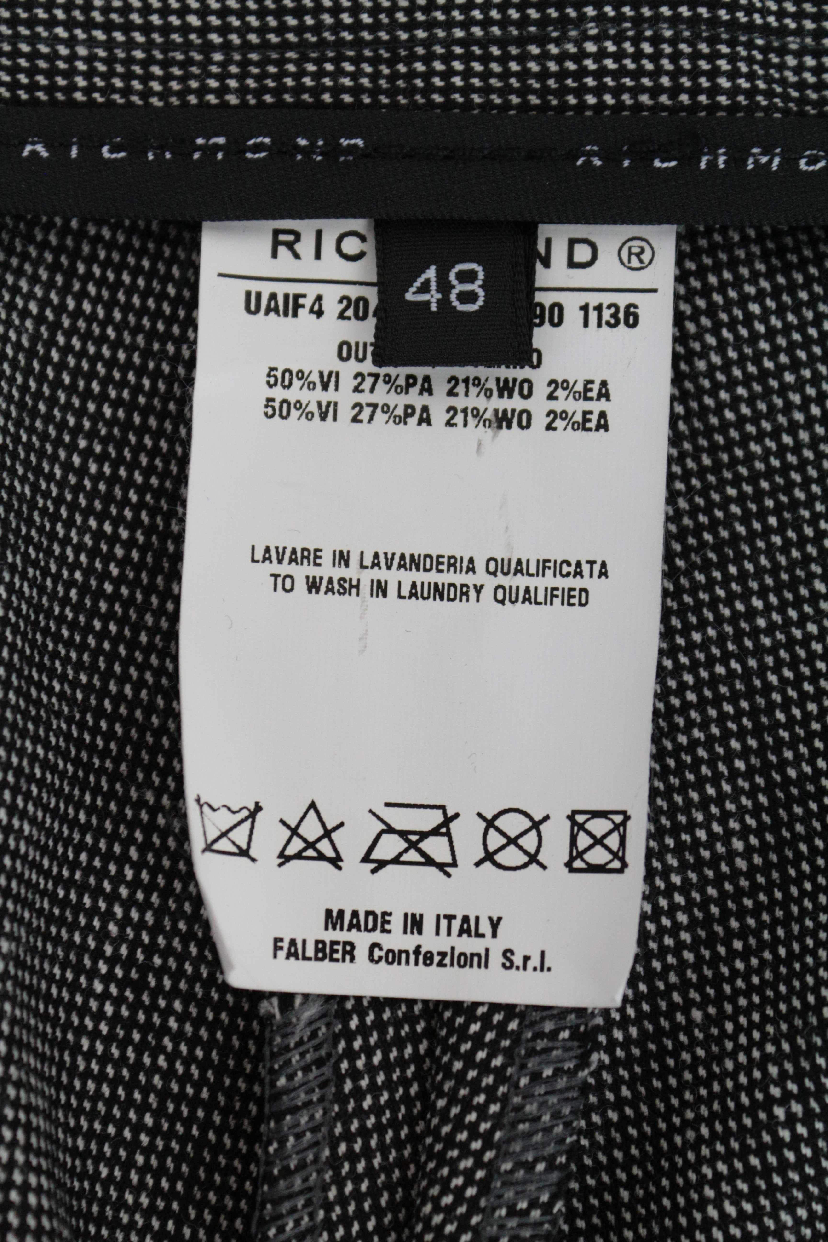 RICHMOND Men's Trousers 48 Grey Wool Flat Front Dress Pants with Side Pockets