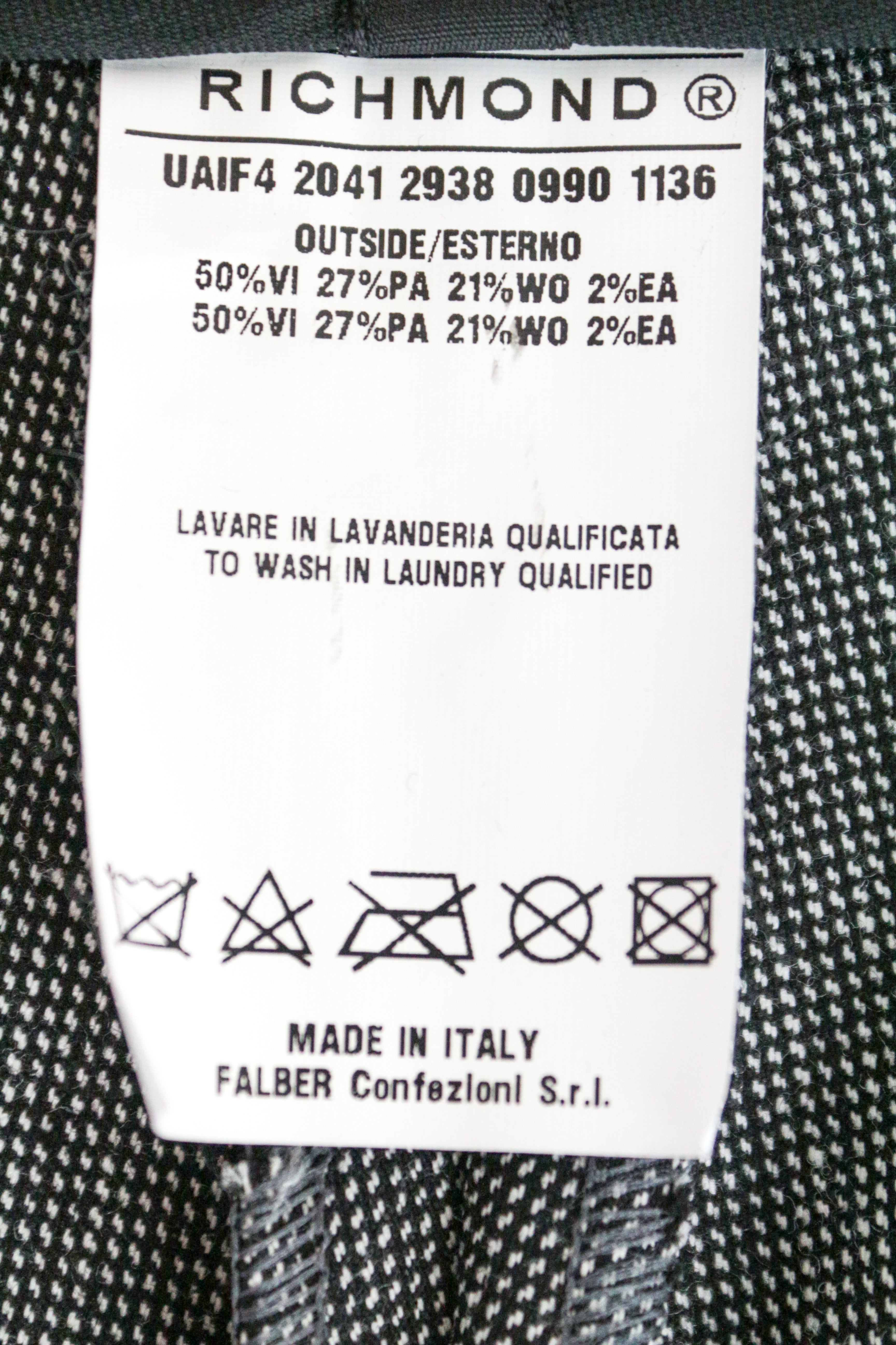 RICHMOND Men's Trousers 48 Grey Wool Flat Front Dress Pants with Side Pockets