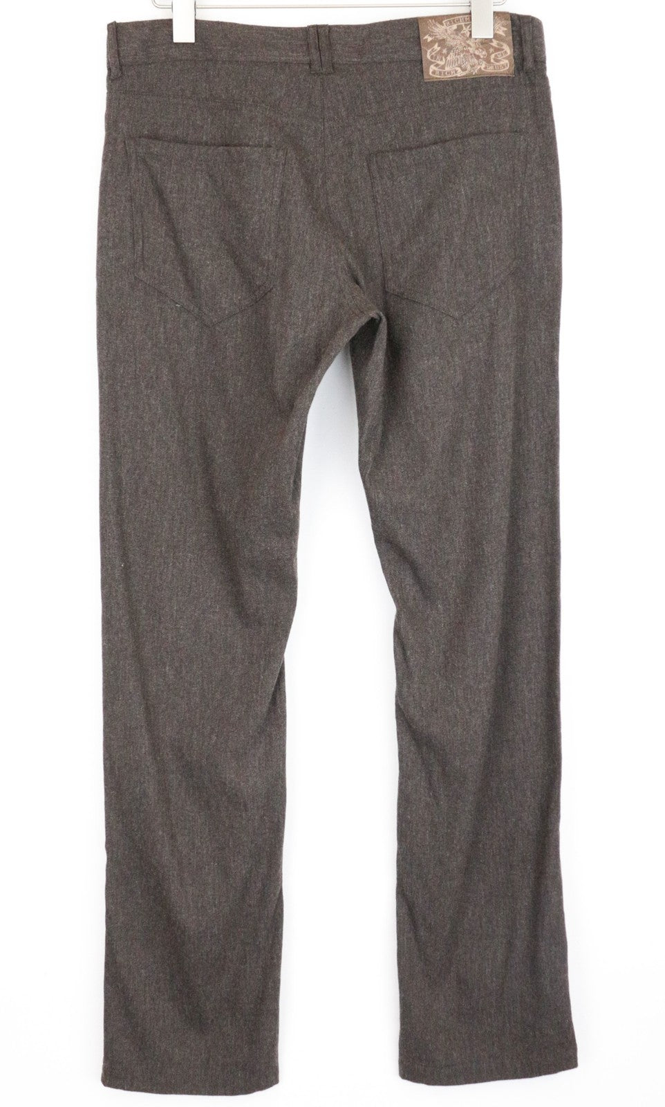 RICHMOND Men's Trousers 48 Brown Flat Front Button Casual Wool Blend Pants