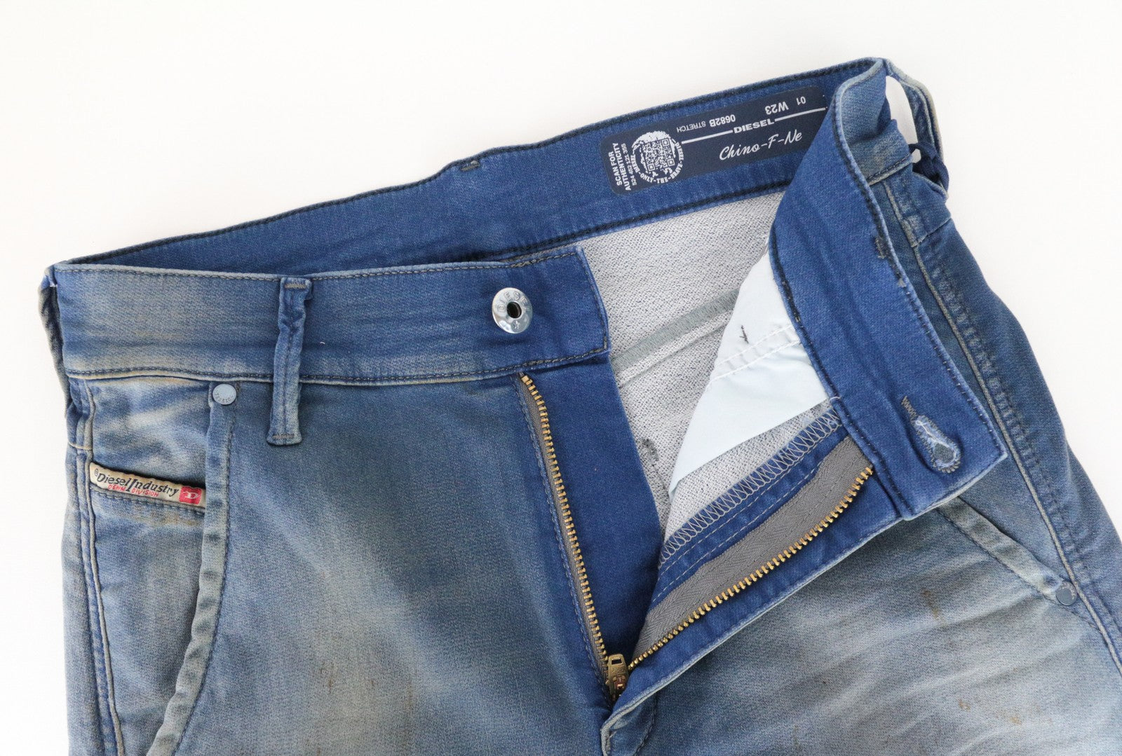 DIESEL Chino-F-Ne 0682B Women's W23 Blue Aged Jogg Boyfriend Fit Jeans