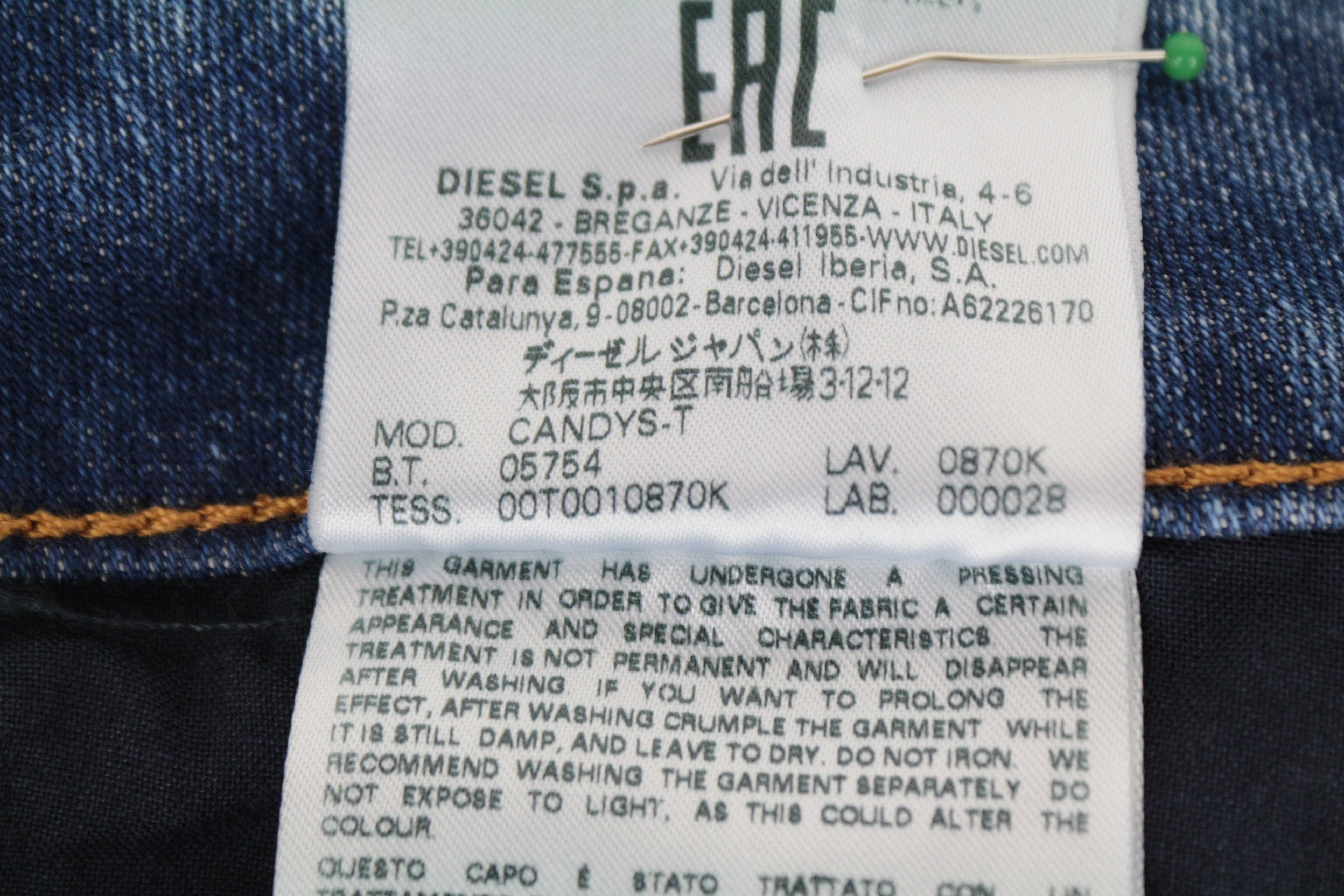 DIESEL Candys-T 0870K Women's Jeans W27 Blue Cotton Stretch Wash Regular Fit