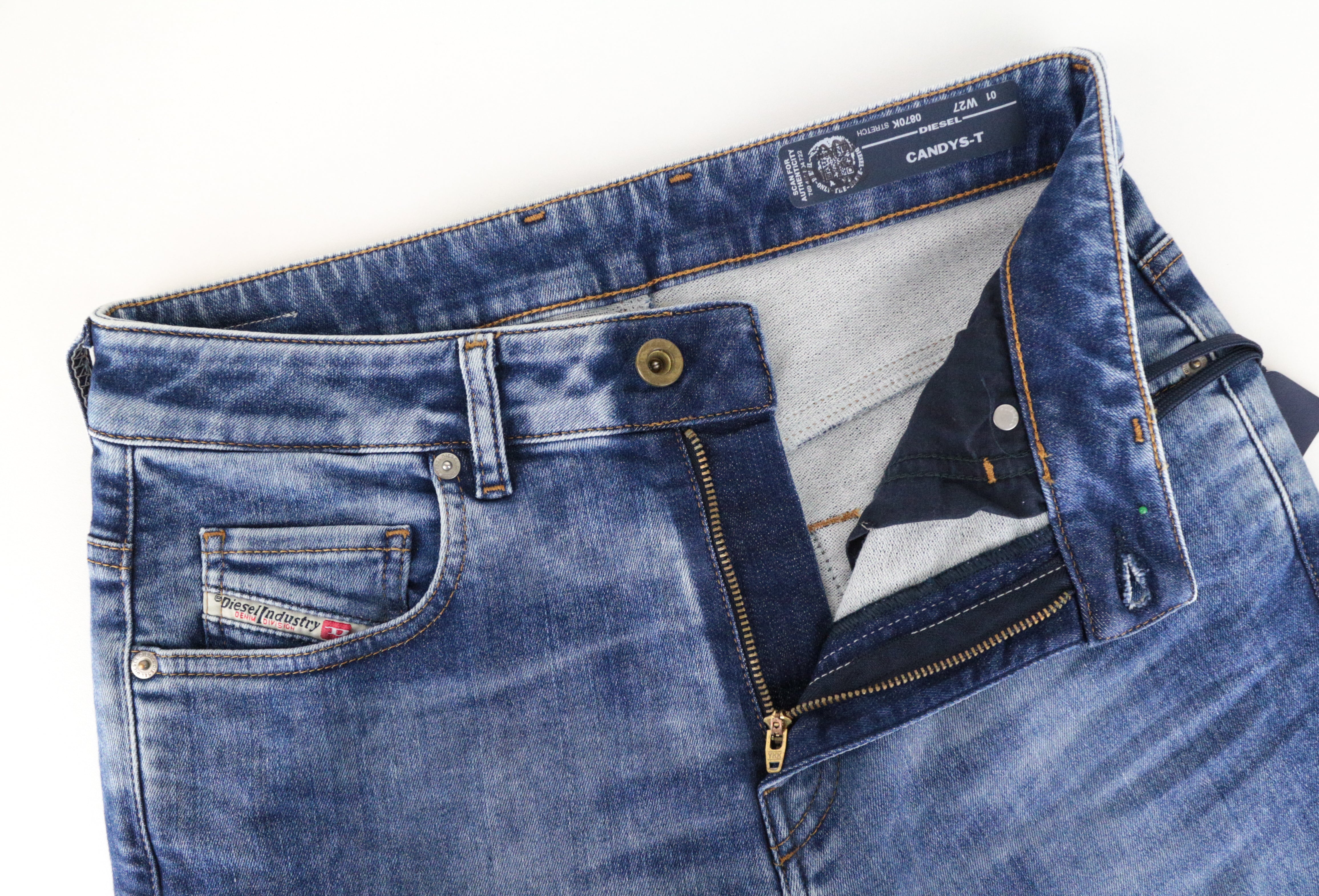 DIESEL Candys-T 0870K Women's Jeans W27 Blue Cotton Stretch Wash Regular Fit