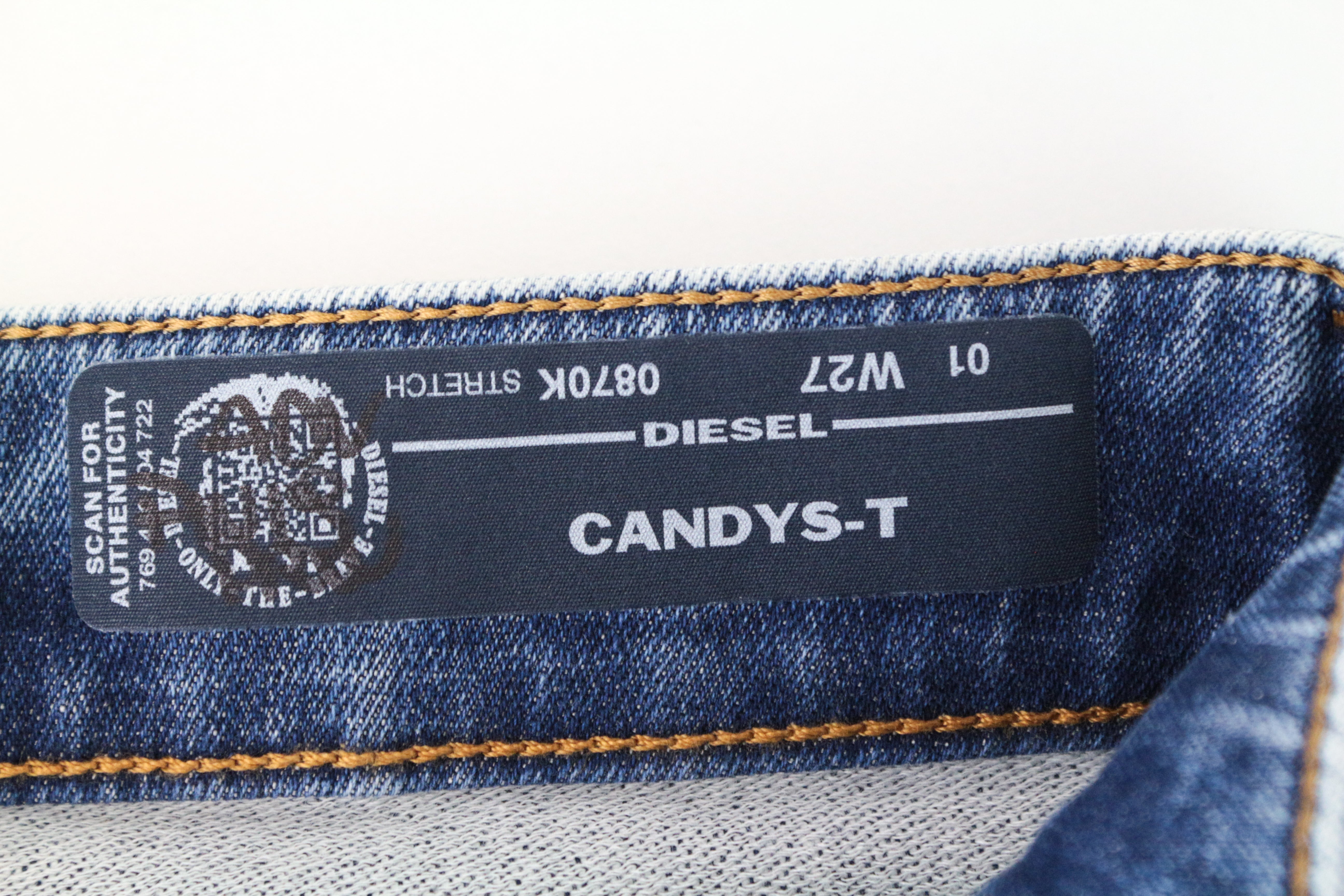 DIESEL Candys-T 0870K Women's Jeans W27 Blue Cotton Stretch Wash Regular Fit