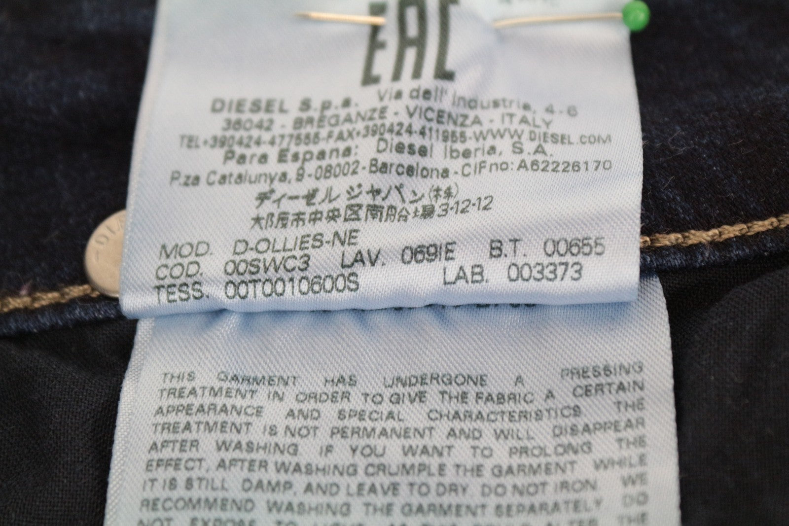 DIESEL D-Ollies-NE 069IE Women's W27 Slim Fit Wash Jogg Blue Stretch Jeans