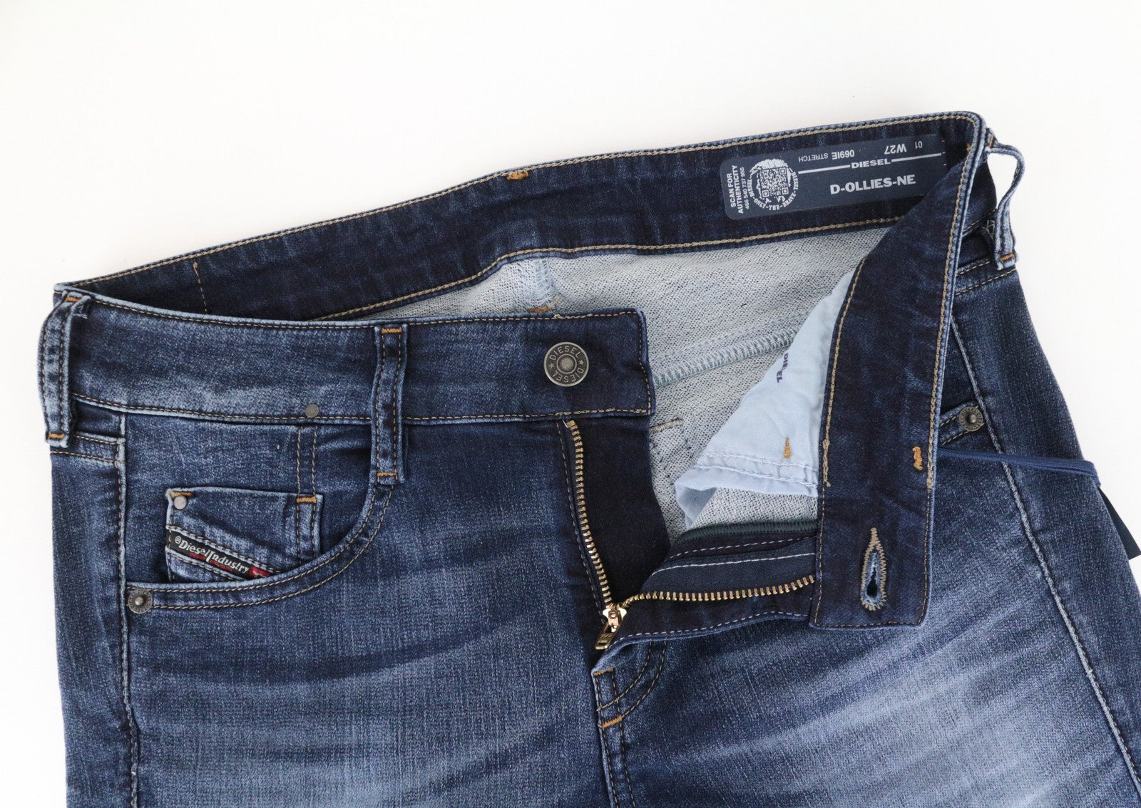 DIESEL D-Ollies-NE 069IE Women's W27 Slim Fit Wash Jogg Blue Stretch Jeans