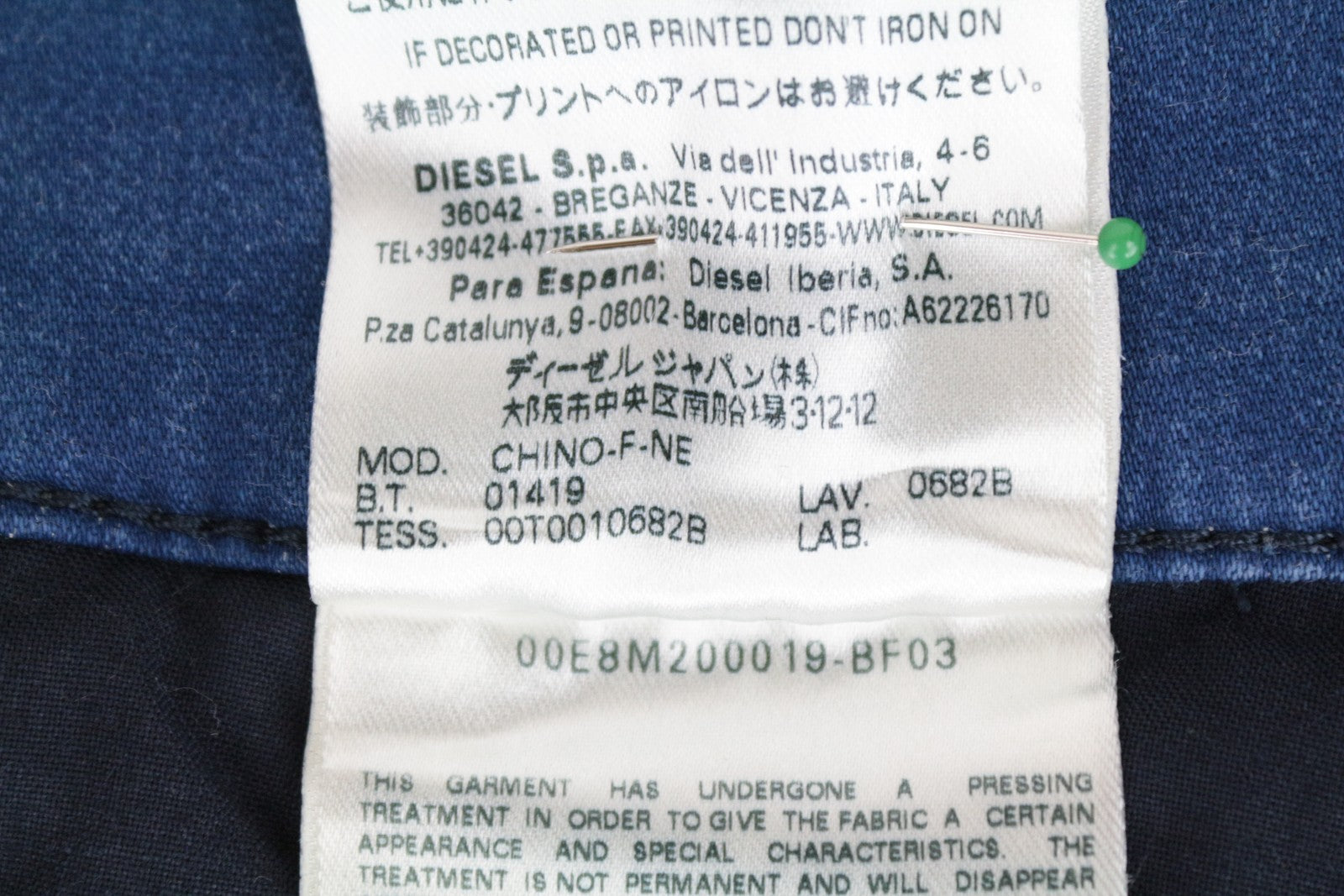 DIESEL Chino-F-Ne 0682B Women's Jeans W27 Boyfriend Fit Cotton Jogg Stretch