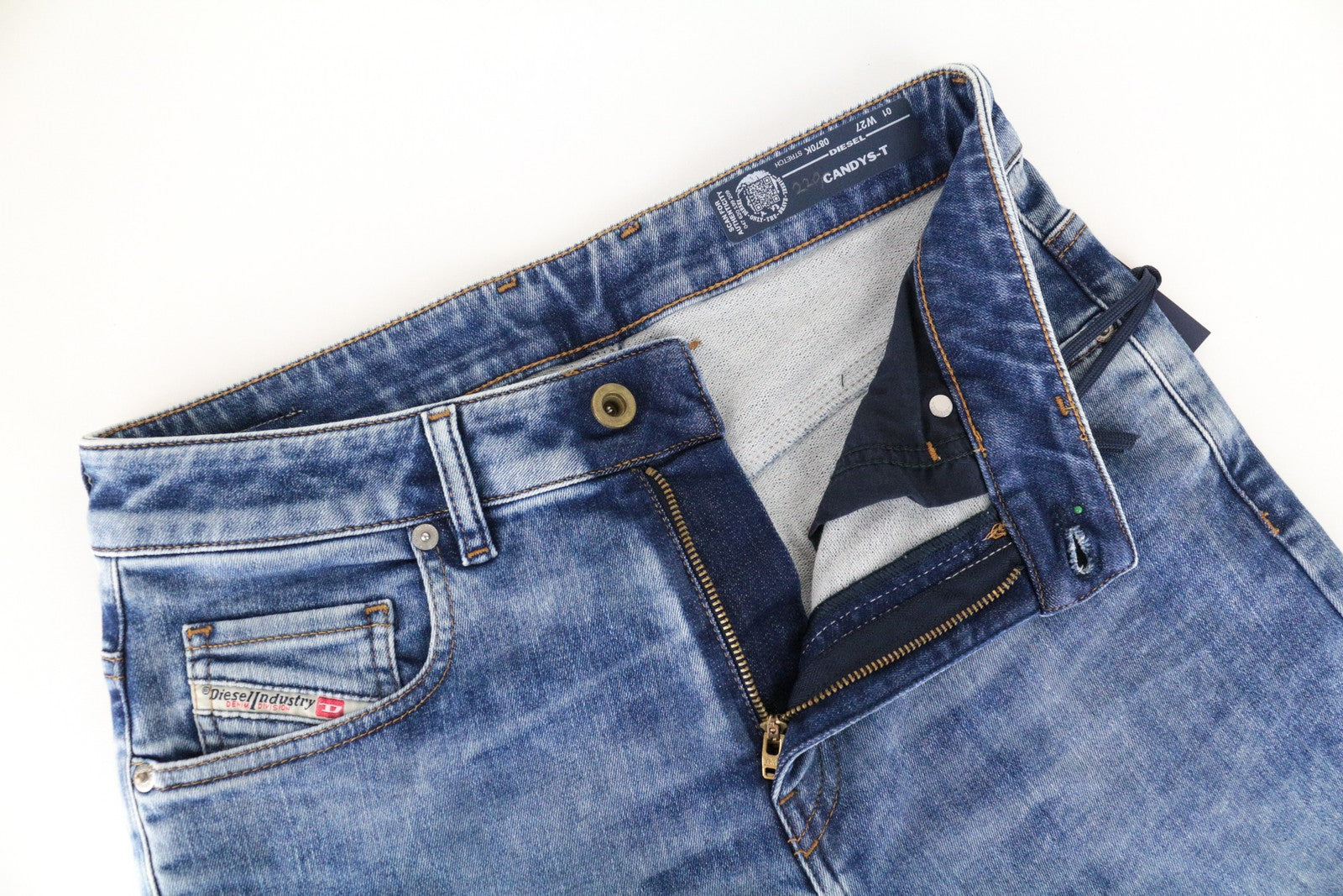 DIESEL Candys-T 0870K Women's W27 Blue Cotton Washed Stretch Regular Fit Jeans