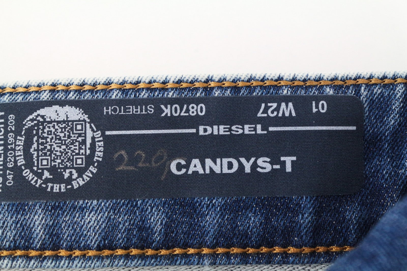 DIESEL Candys-T 0870K Women's W27 Blue Cotton Washed Stretch Regular Fit Jeans