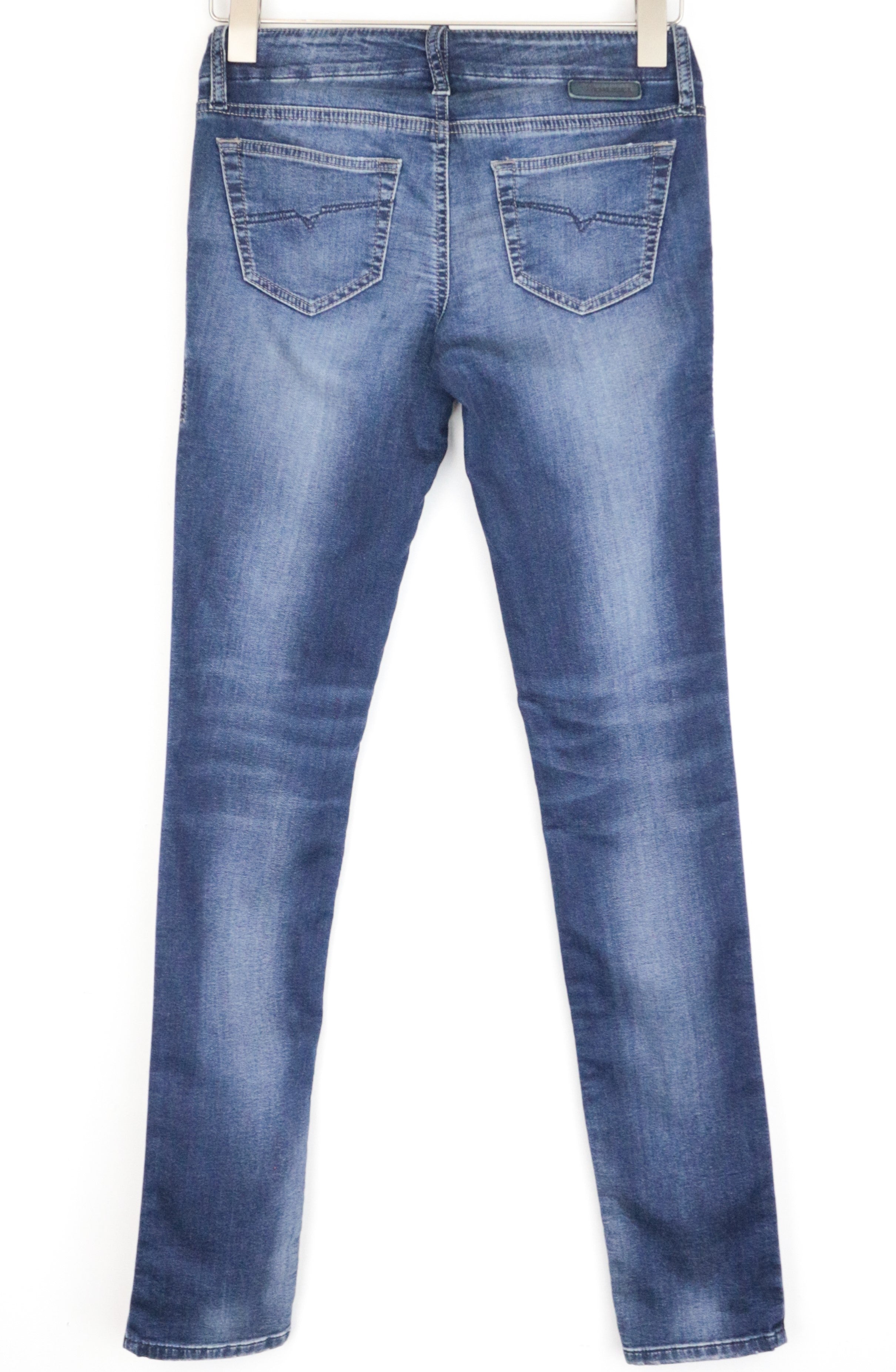 DIESEL Grupee-Ne 0674Y Women's W25 Blue Cotton Slim Wash Stretch Jogg Denim