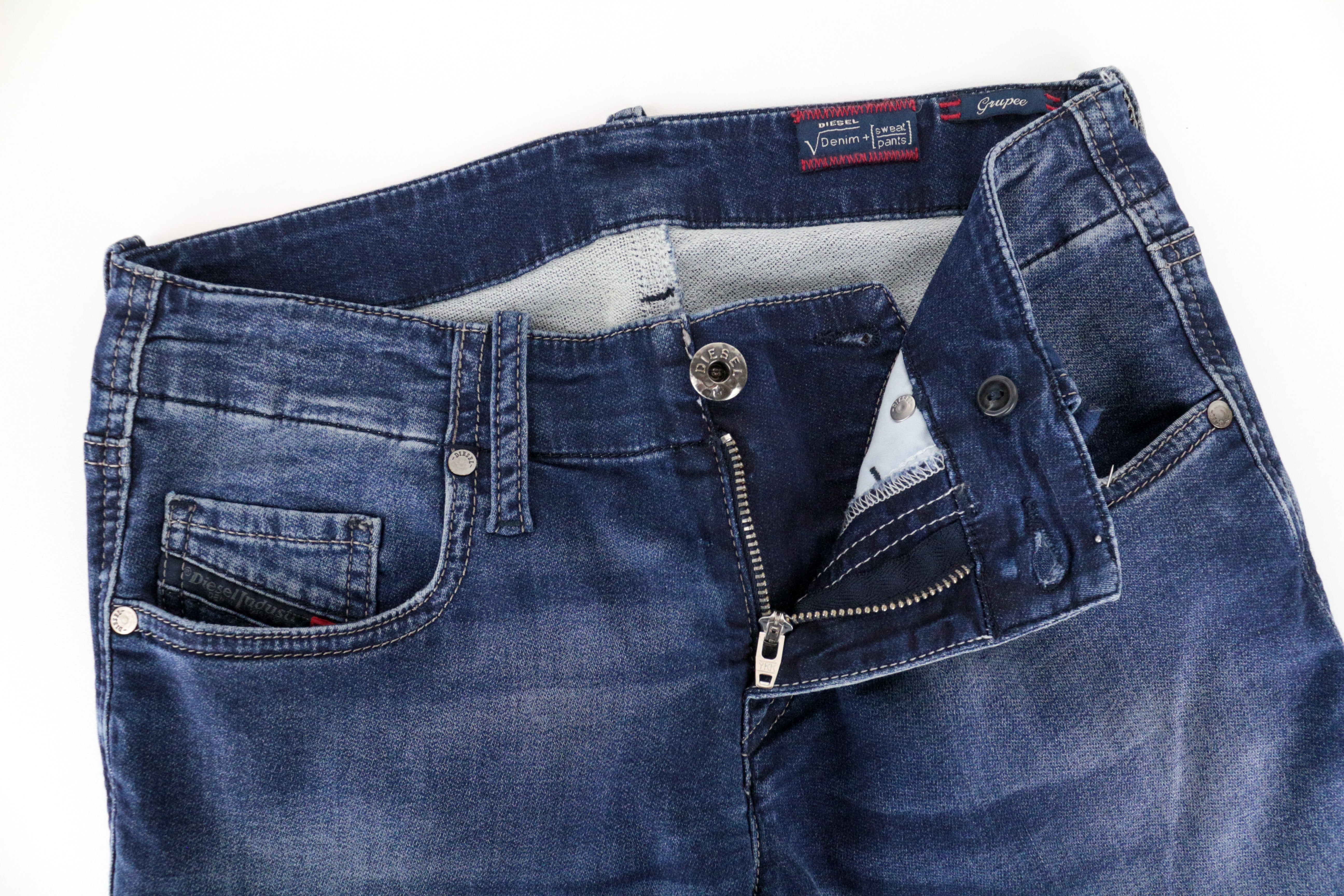 DIESEL Grupee-Ne 0674Y Women's W25 Blue Cotton Slim Wash Stretch Jogg Denim