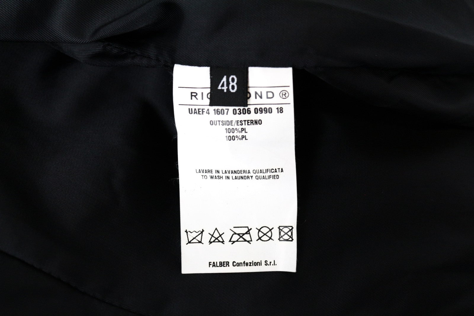 RICHMOND Men's Jacket 48 Black Zip Long Lightweight Single-Breasted Outerwear