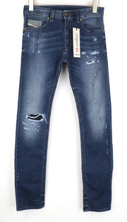 DIESEL Thavar-NE 0662L Men's Jeans W28 Ripped Jogg Blue Stretch Slim Fit