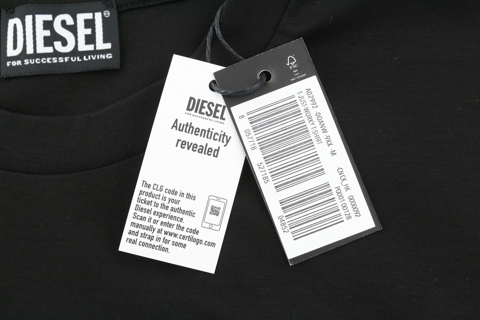DIESEL T-Just-Worky Mens T-Shirt M Black Crew Neck Short Sleeved Cotton Tricot