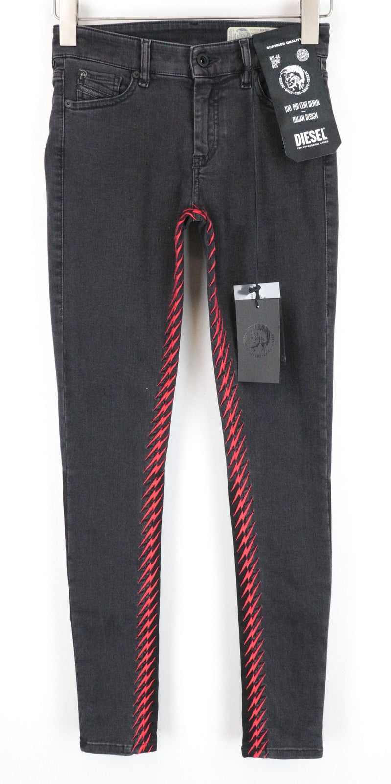 DIESEL Slandy-F 082AM Women's W28/L30 Grey Slim Fit Super Skinny Cotton Denim