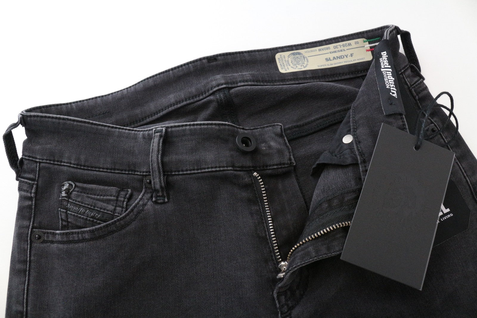 DIESEL Slandy-F 082AM Women's W28/L30 Grey Slim Fit Super Skinny Cotton Denim