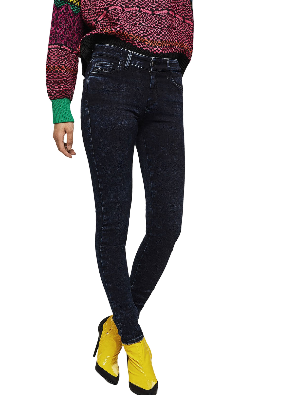 DIESEL Slandy-High 082AU Women's Jeans W26/L32 Super Skinny Blue Cotton Stretch