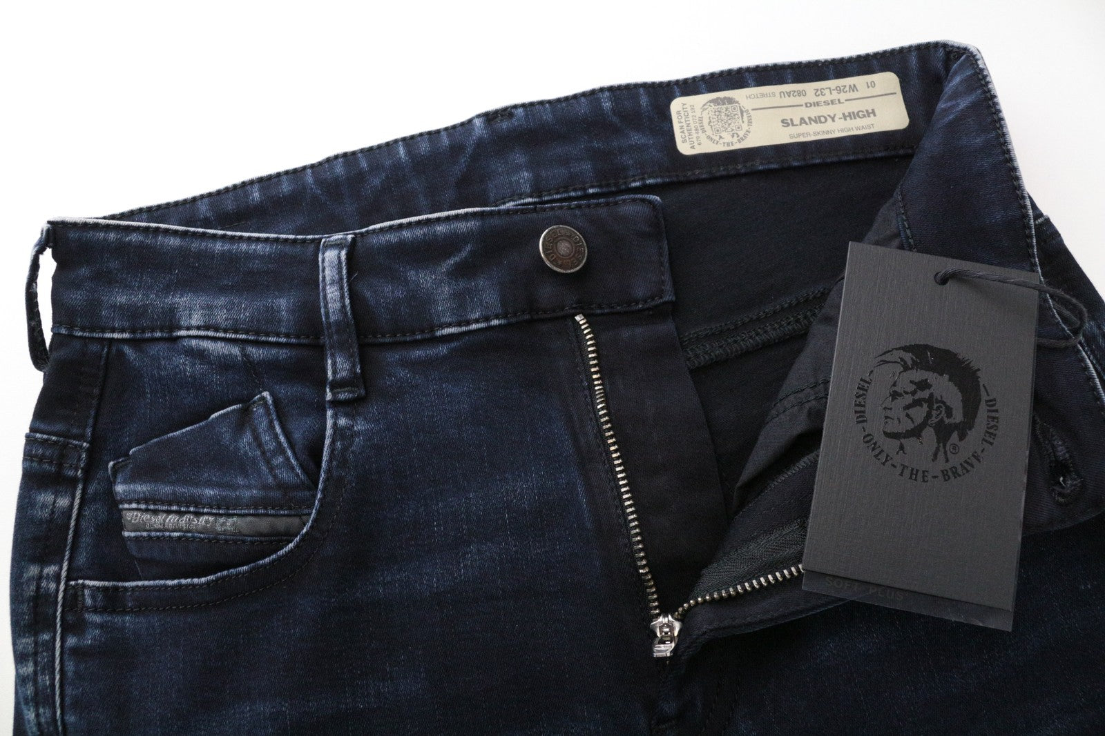 DIESEL Slandy-High 082AU Women's Jeans W26/L32 Super Skinny Blue Cotton Stretch