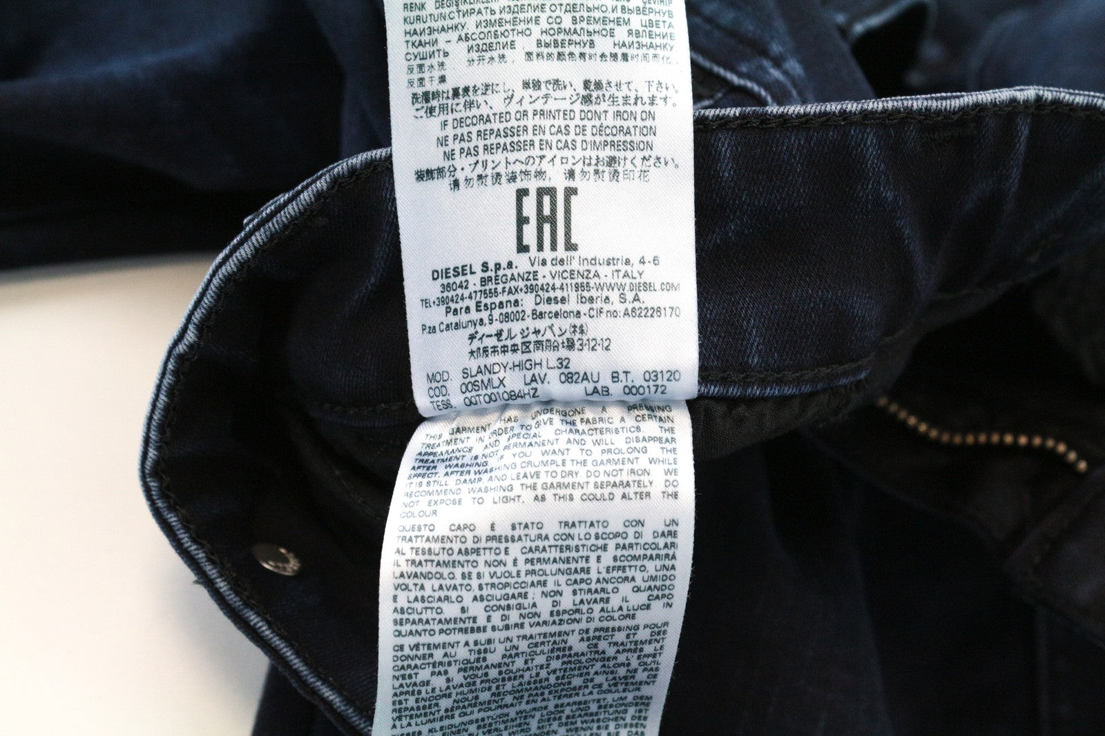 DIESEL Slandy-High 082AU Women's Jeans W26/L32 Super Skinny Blue Cotton Stretch