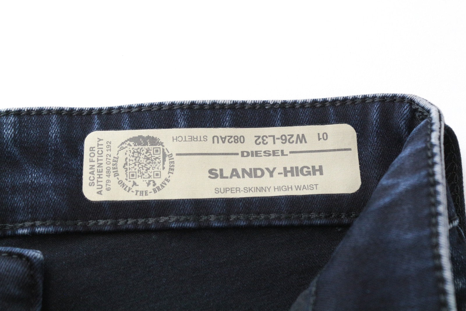 DIESEL Slandy-High 082AU Women's Jeans W26/L32 Super Skinny Blue Cotton Stretch