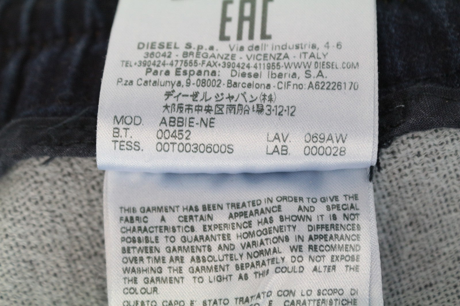 DIESEL Abbie-Ne 069AW Women's W27 Jogg Wide Leg Blue Cotton Stretch Jeans