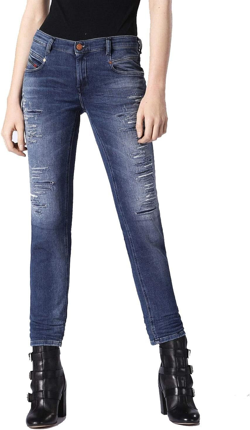 DIESEL Belthy-Ne 084PE Women's W27 Jogg Blue Straight Stretch Cotton Fit Jeans