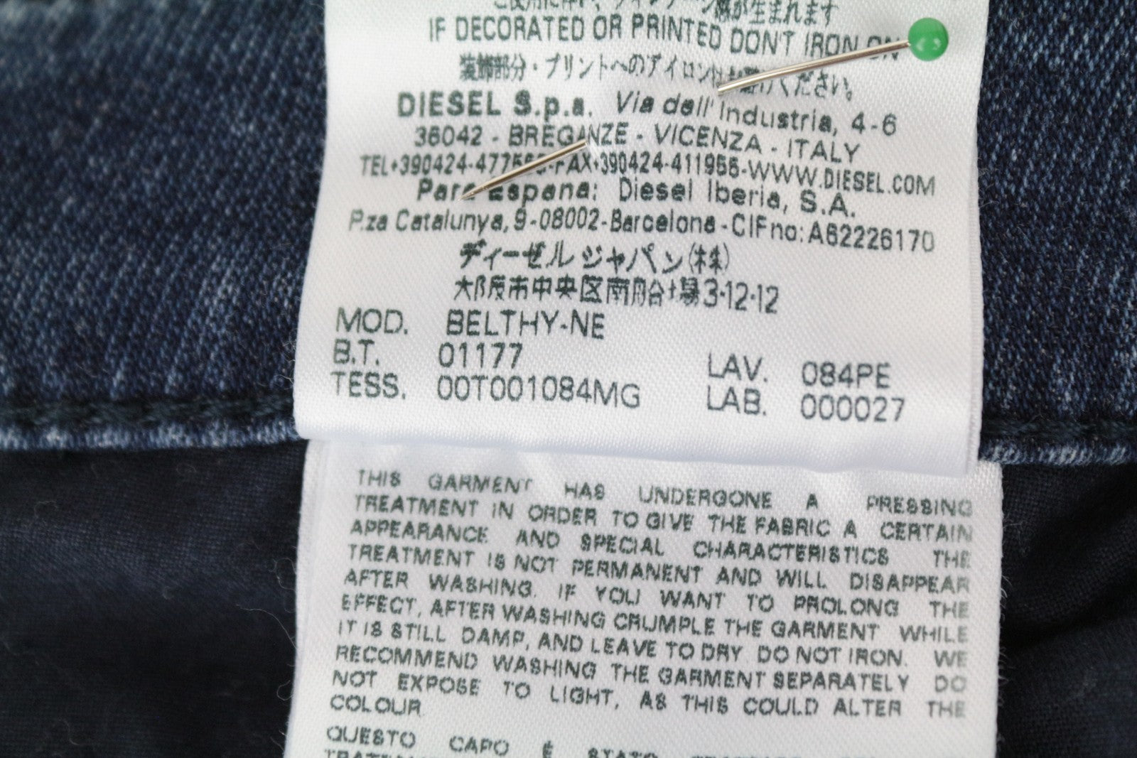 DIESEL Belthy-Ne 084PE Women's W27 Jogg Blue Straight Stretch Cotton Fit Jeans