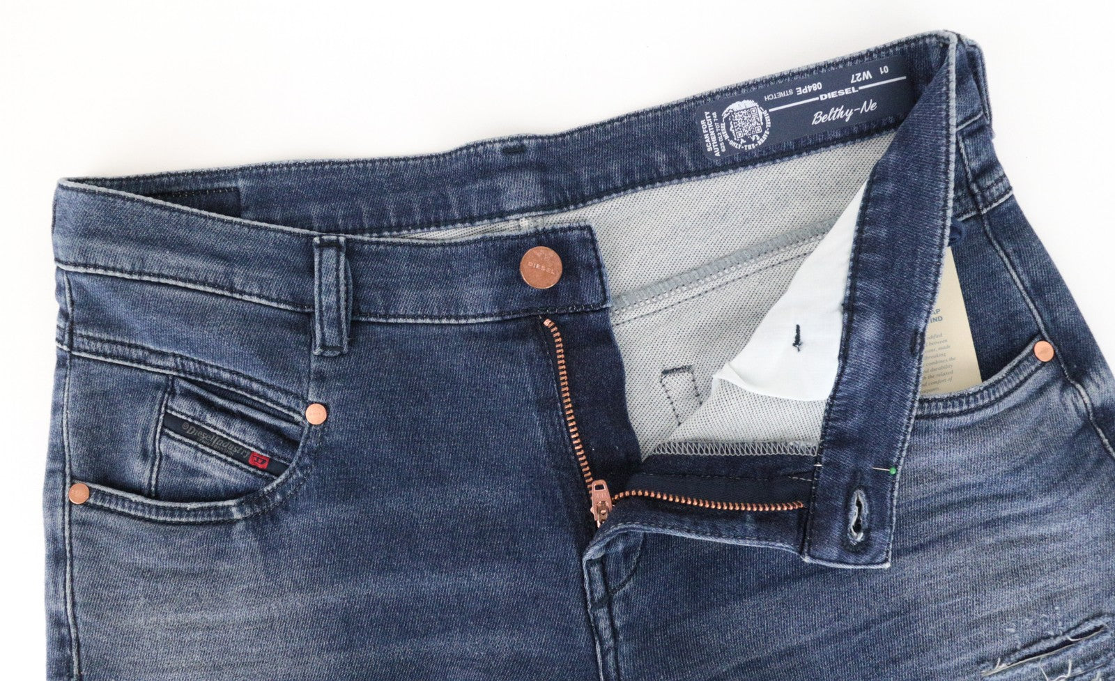 DIESEL Belthy-Ne 084PE Women's W27 Jogg Blue Straight Stretch Cotton Fit Jeans