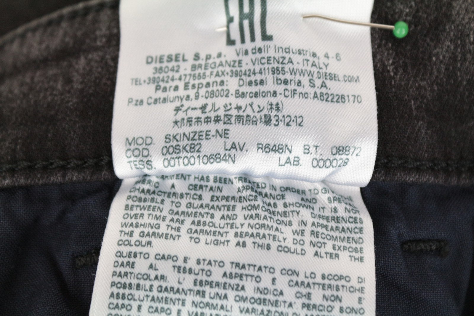 DIESEL Skinzee-NE R648N Women's W27 Skinny Jogg Grey Cotton Stretch Denim