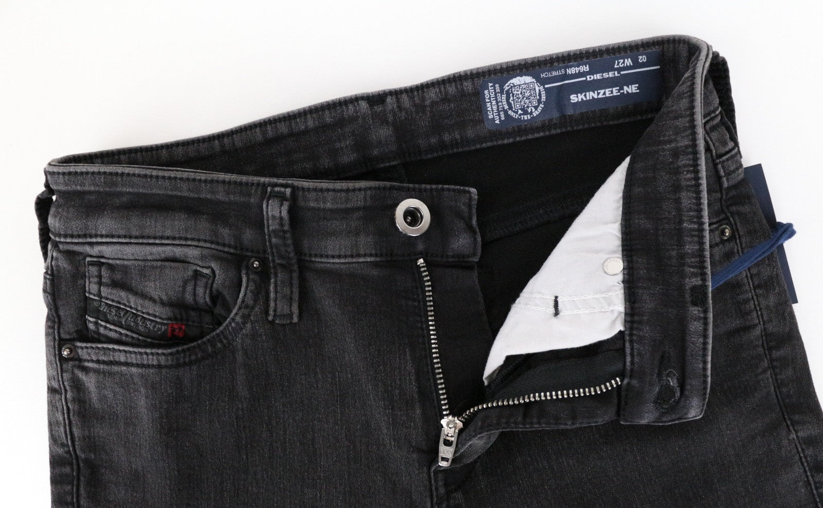 DIESEL Skinzee-NE R648N Women's W27 Skinny Jogg Grey Cotton Stretch Denim