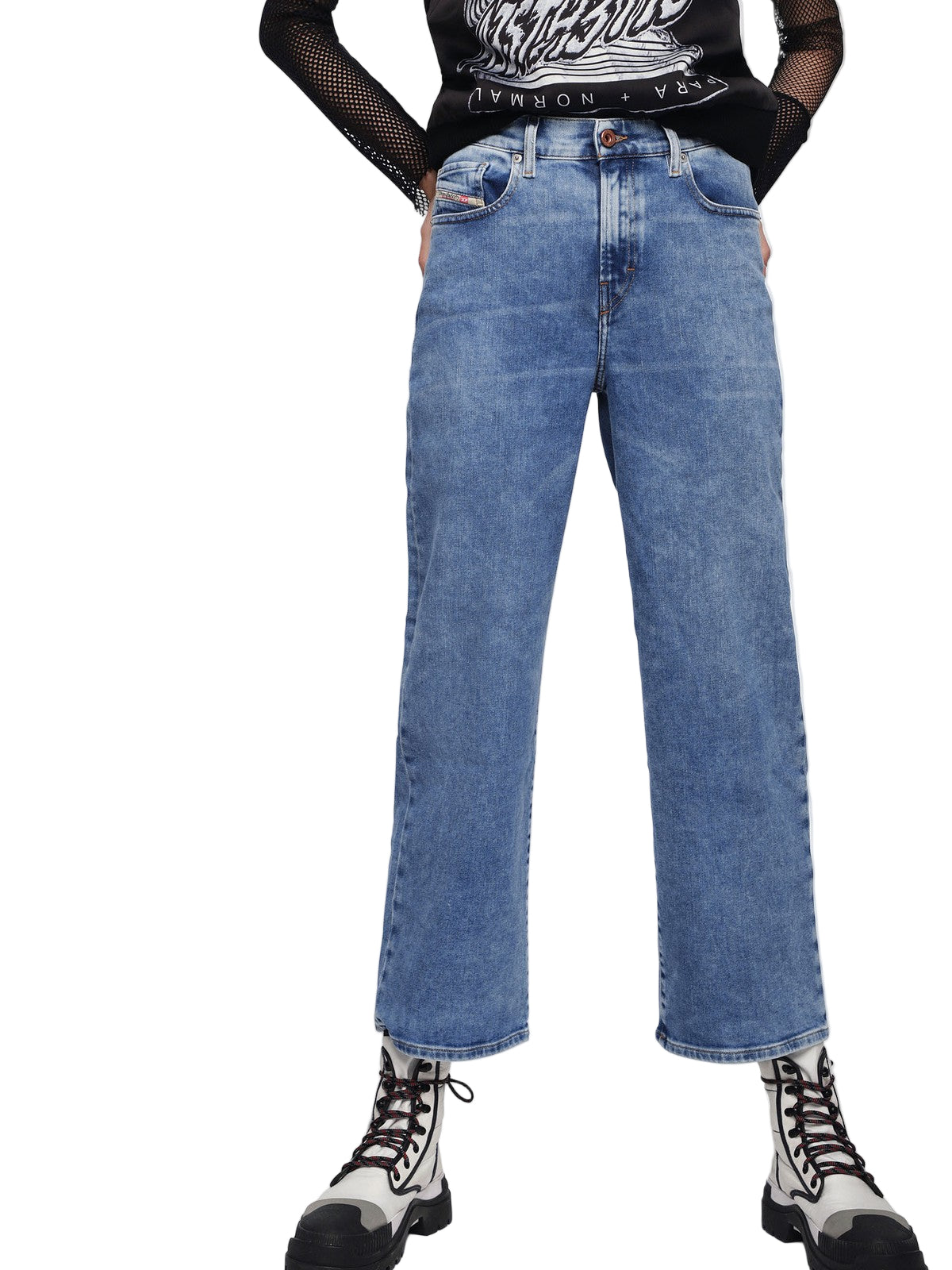 DIESEL Widee 087AR Women's W26/L32 Blue Straight Wash Fit Cotton Stretch Jeans