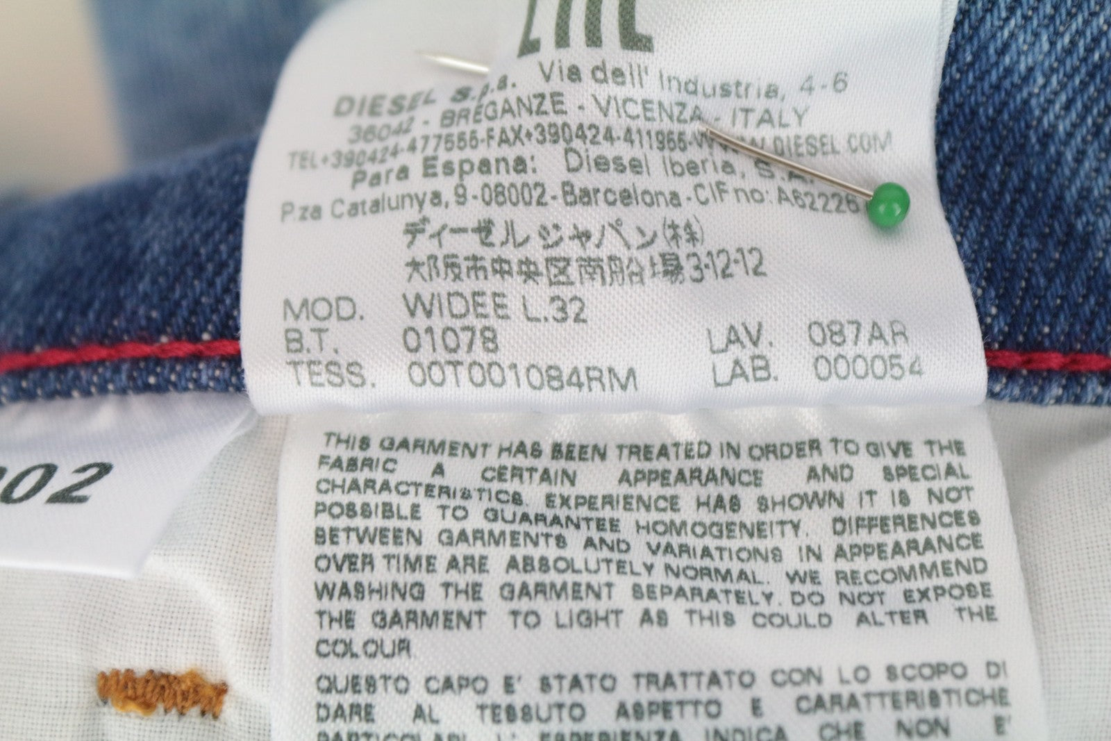 DIESEL Widee 087AR Women's W26/L32 Blue Straight Wash Fit Cotton Stretch Jeans