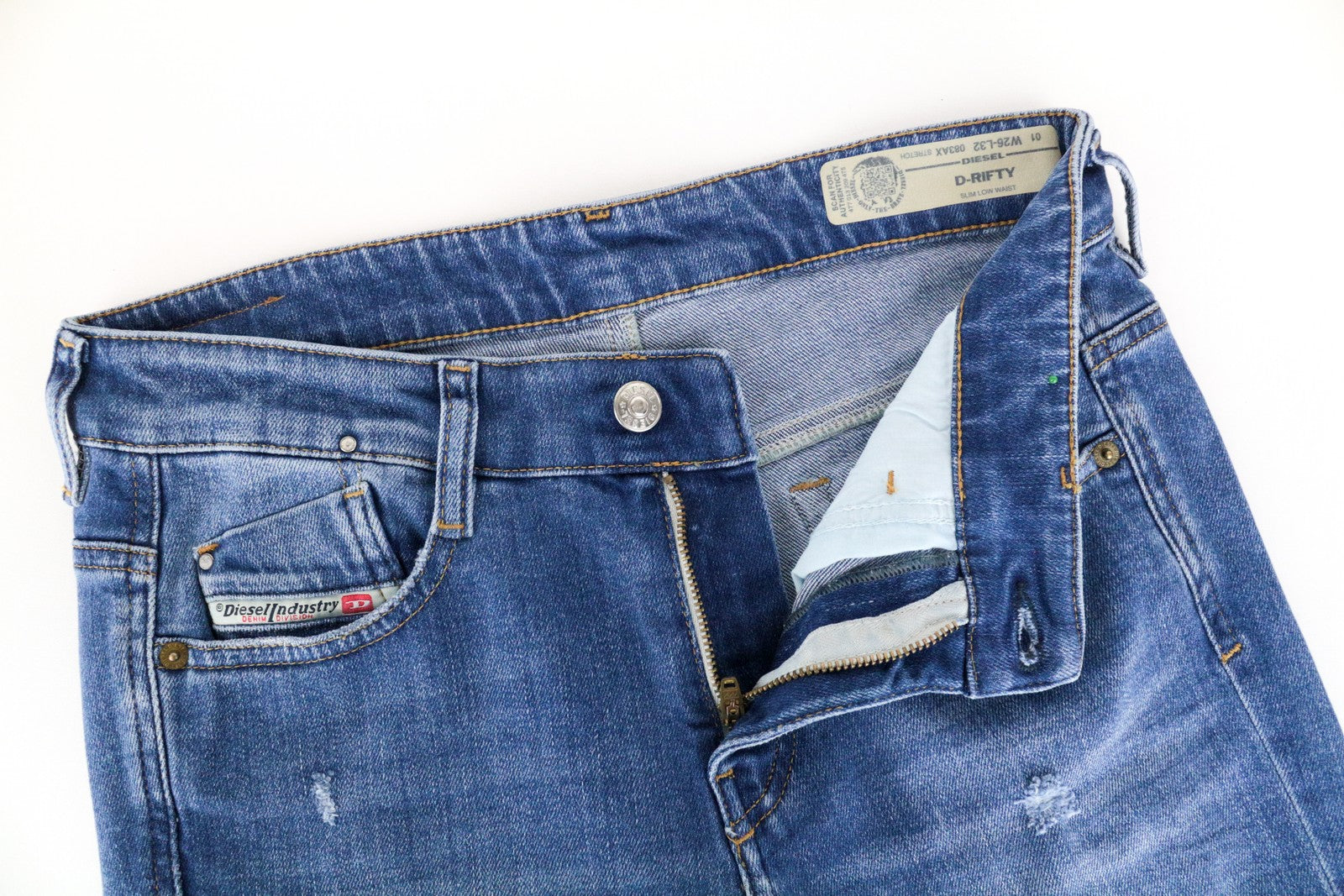 DIESEL D-Rifty 083AX Women's W26/L32 Slim Fit Blue Low Waist Cotton Stretchy