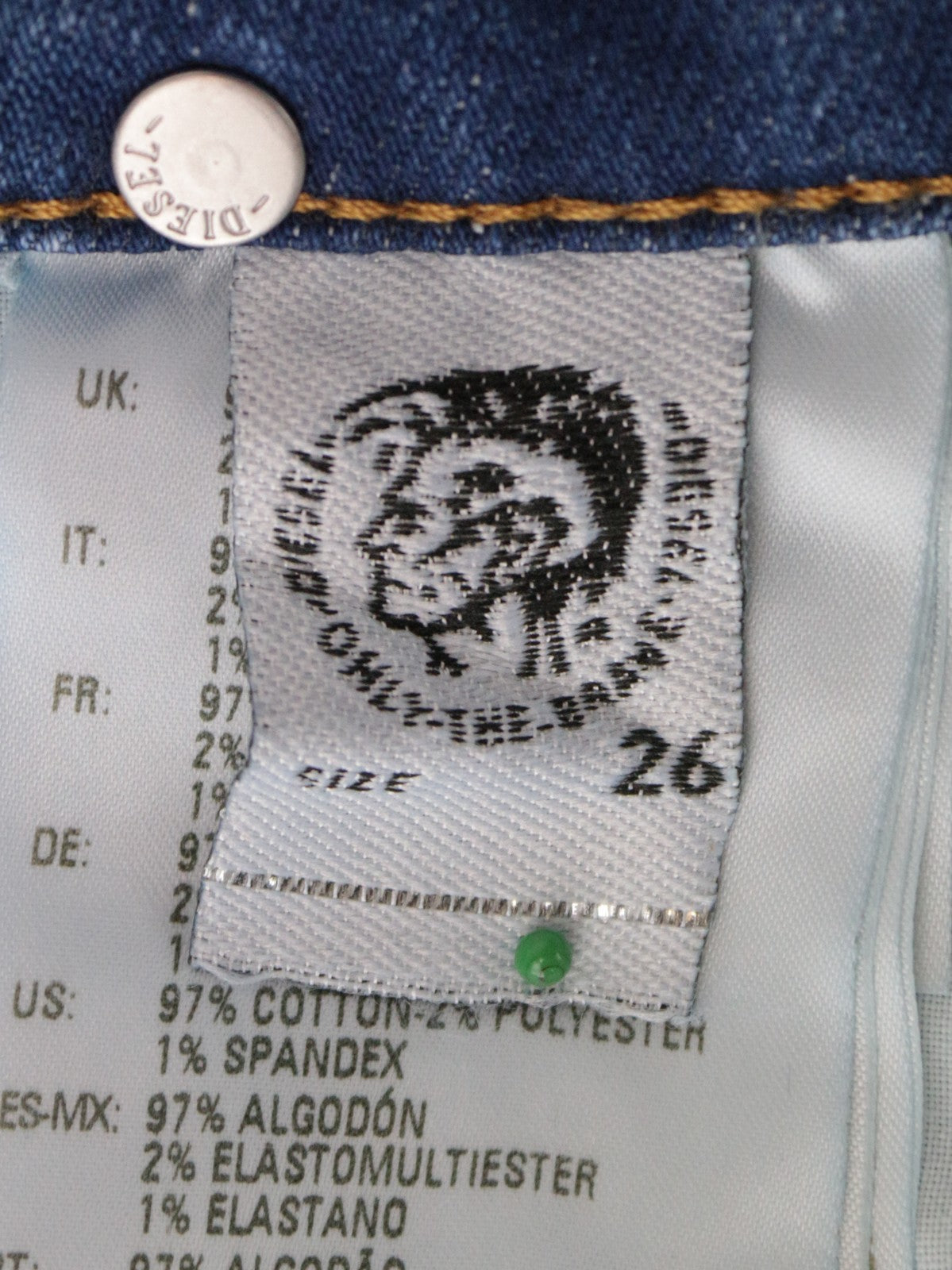 DIESEL D-Rifty 083AX Women's W26/L32 Slim Fit Blue Low Waist Cotton Stretchy