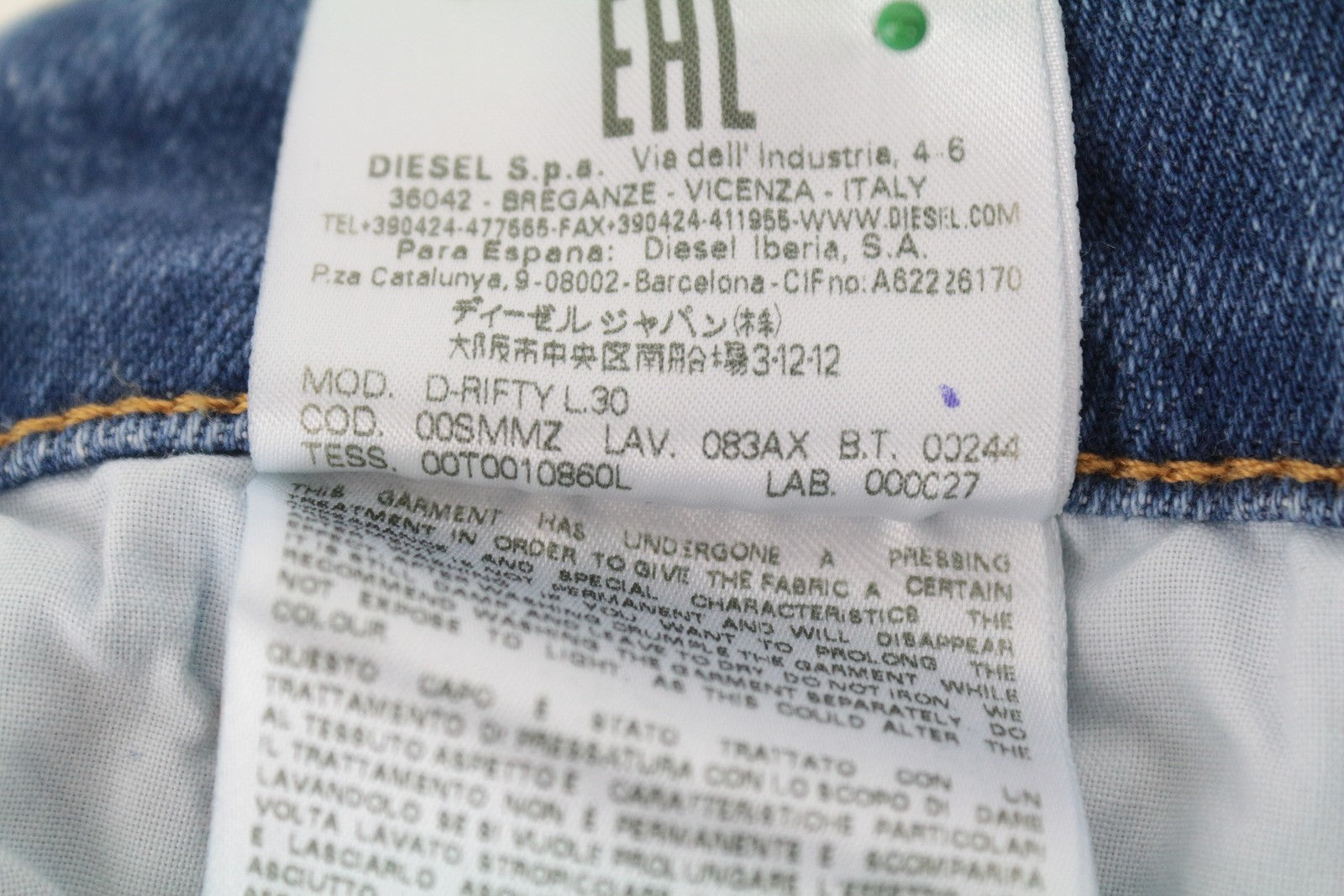 DIESEL D-Rifty 083AX Women's W30/L30 Blue Slim Cotton Stretch Washed Jeans