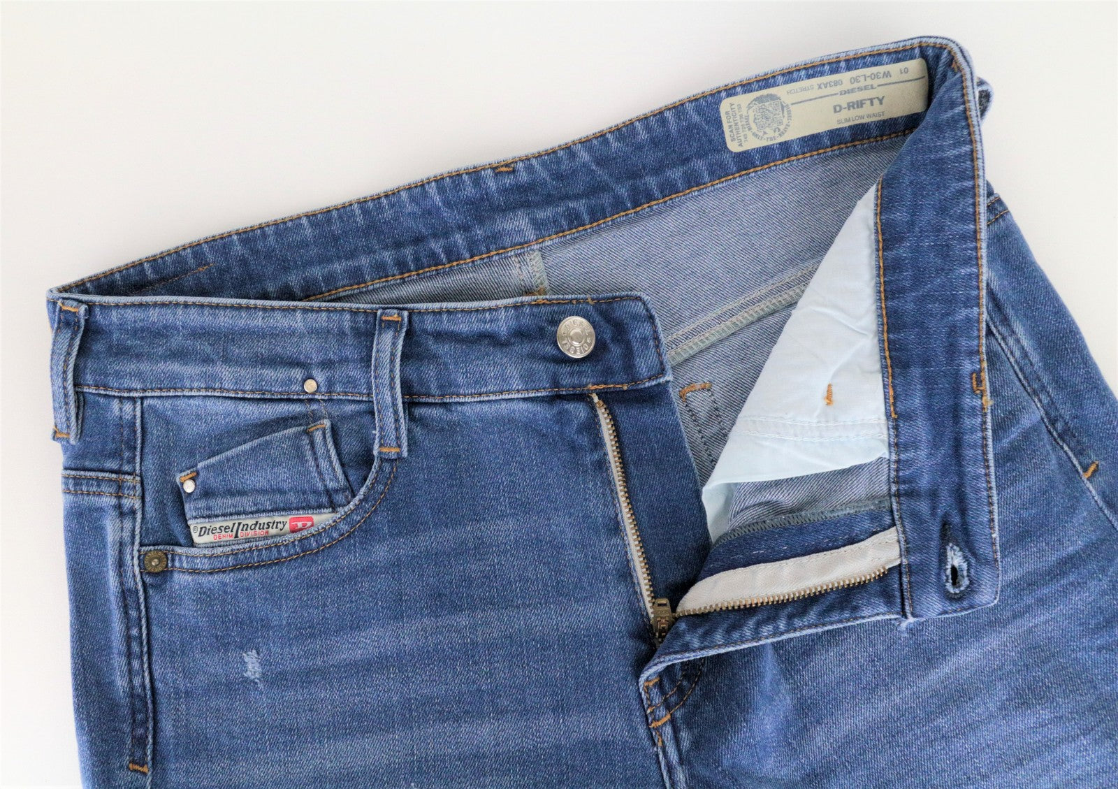 DIESEL D-Rifty 083AX Women's W30/L30 Blue Slim Cotton Stretch Washed Jeans