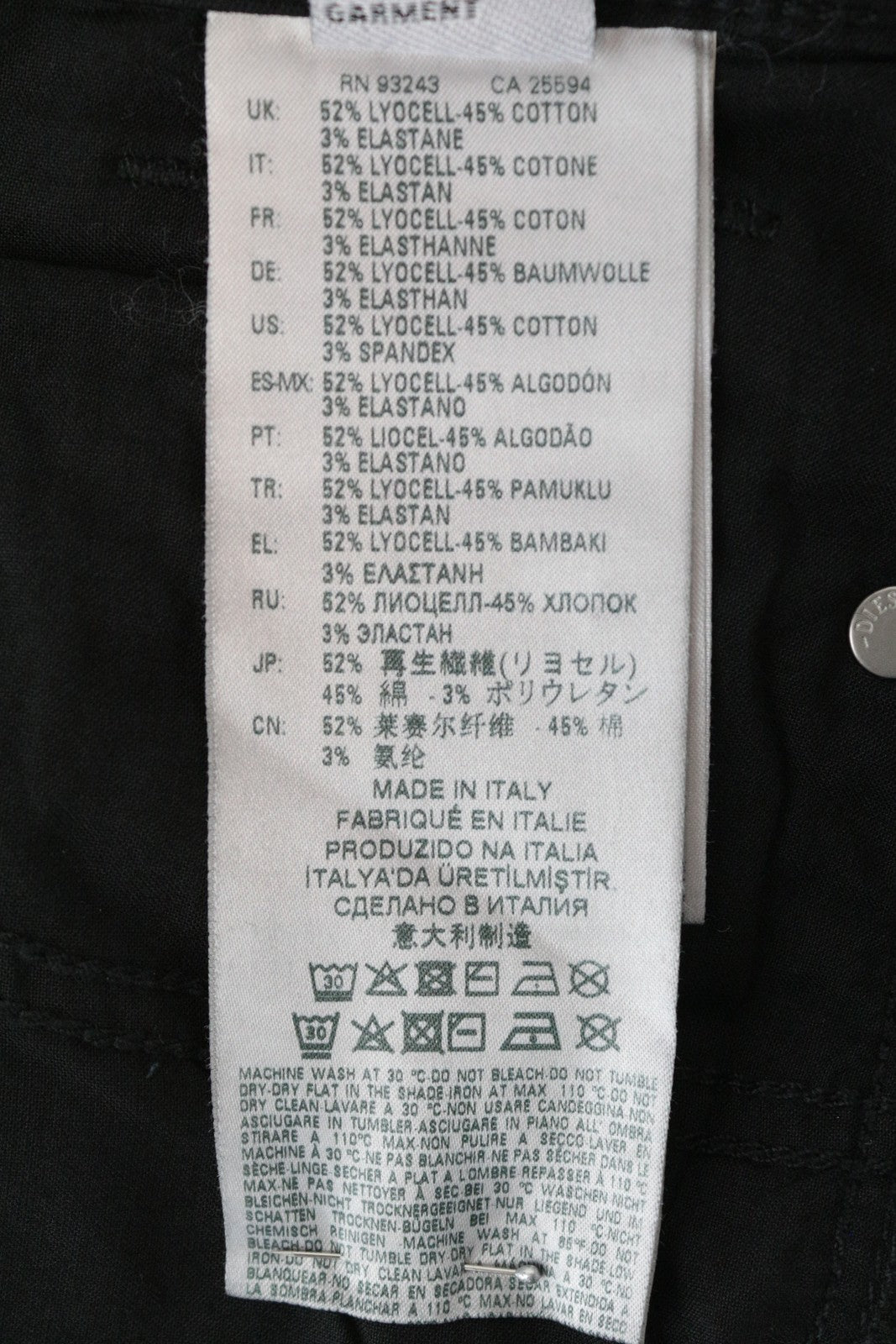 DIESEL D-Ollies 069RK Women's Jeans W26 Slim Fit Black Jogg Waxed Stretch Pants