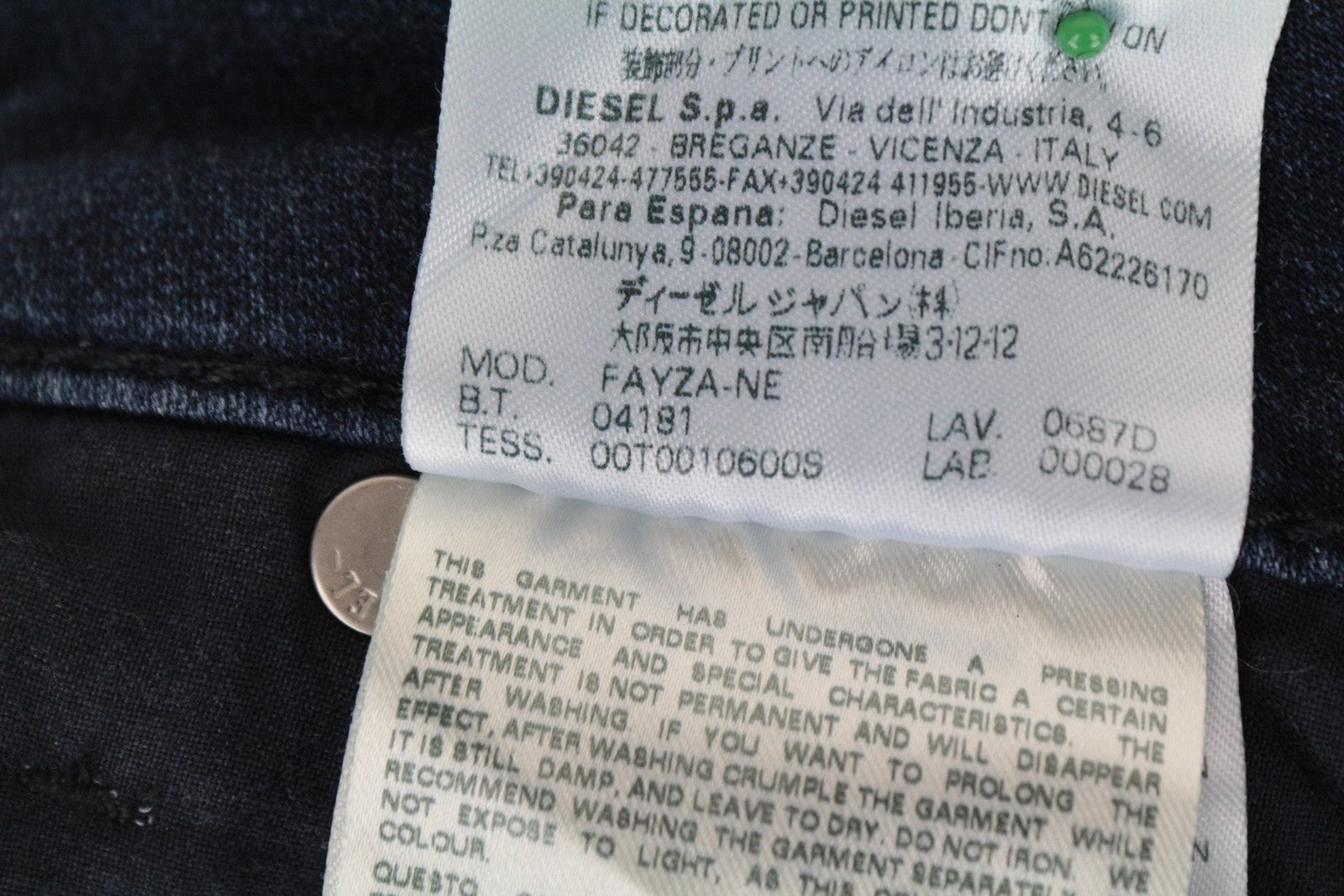 DIESEL Fayza-Ne 0687D Women's Jeans W25 Blue Jogg Boyfriend Fit Stretch Wash