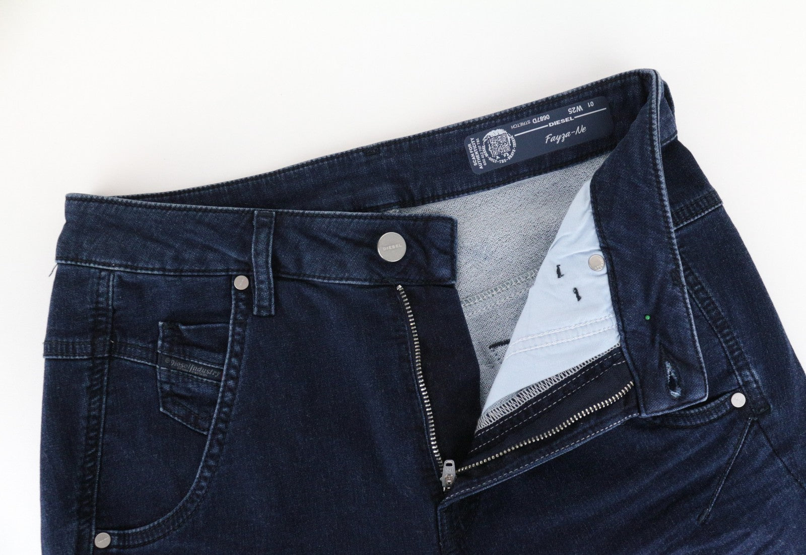 DIESEL Fayza-Ne 0687D Women's Jeans W25 Blue Jogg Boyfriend Fit Stretch Wash