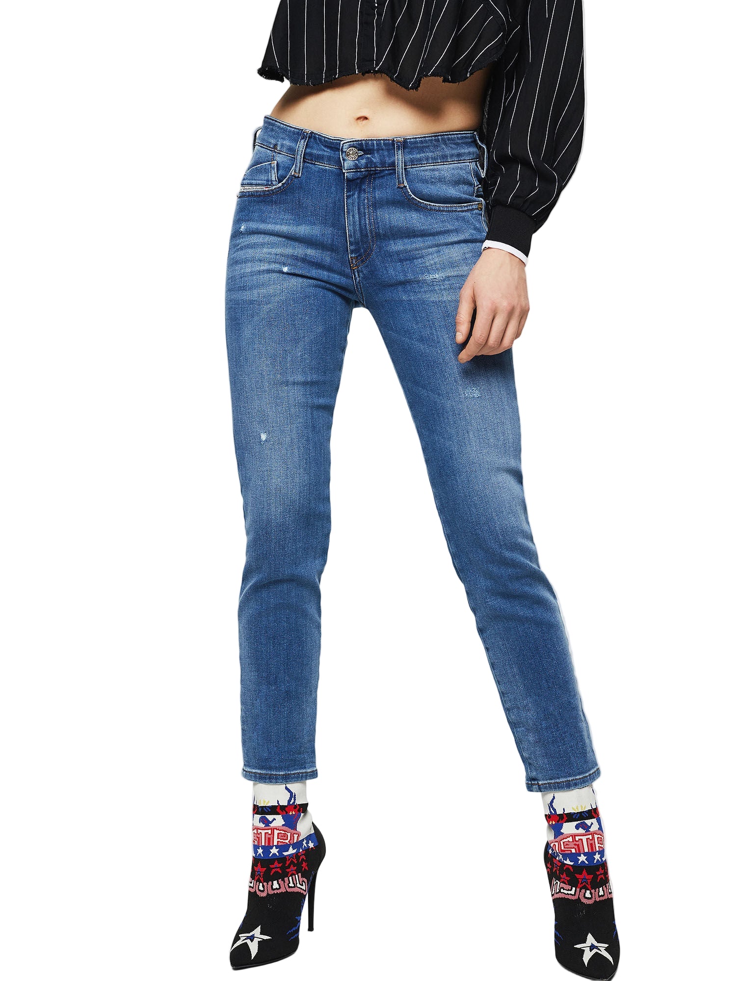 DIESEL D-Rifty 083AX Women's Jeans W25/L32 Low Slim Fit Blue Cotton Stretch